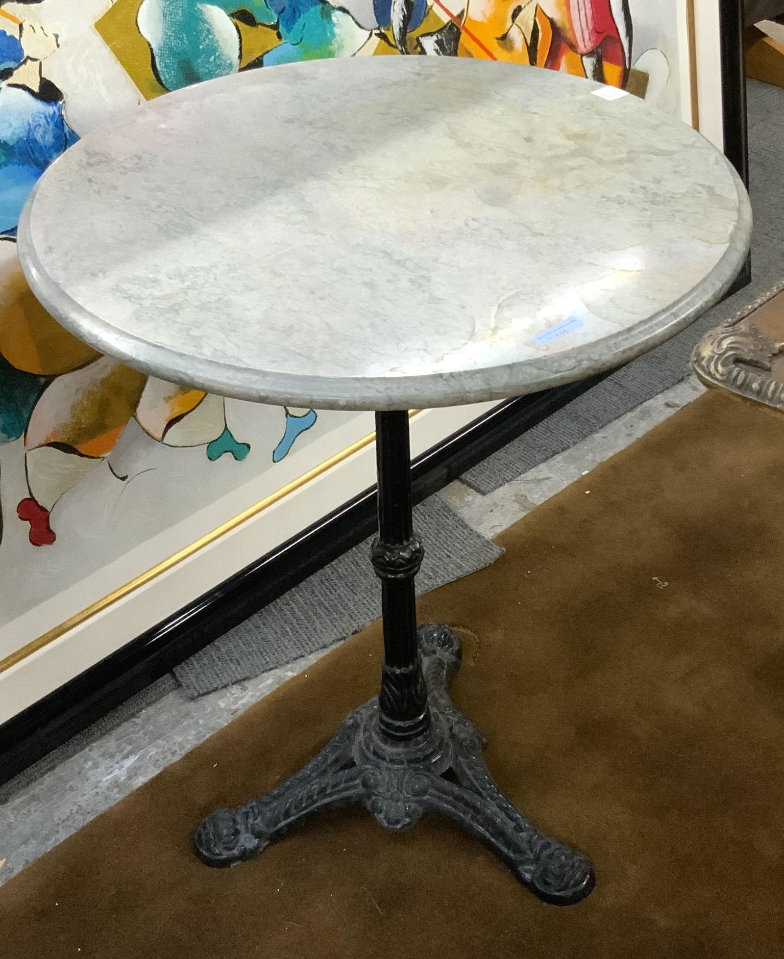 Marble-Top Table w/ Painted Cast Iron Base. (1 of 1)