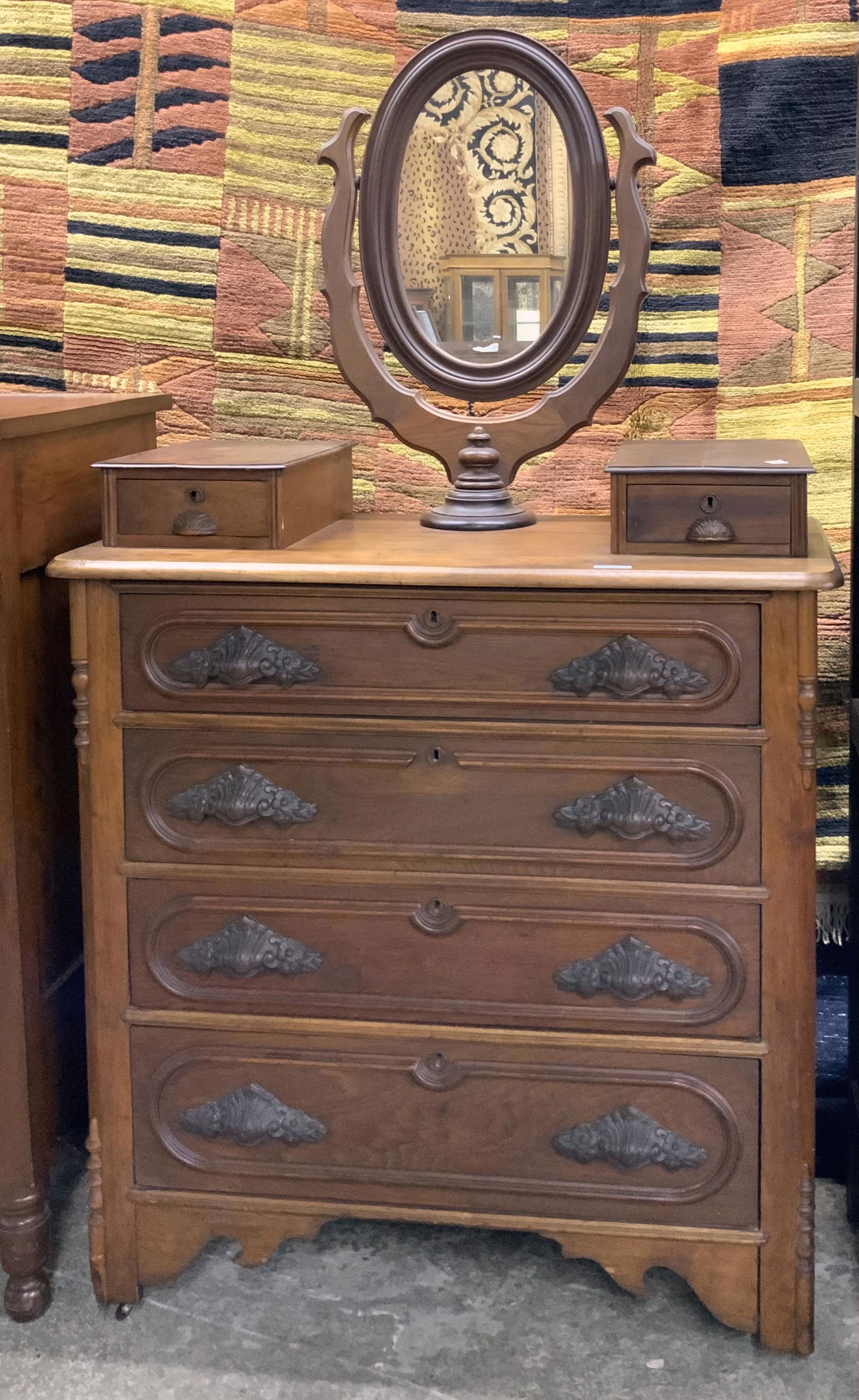 Victorian Walnut Chest of Drawers with Mirror. (1 of 2)