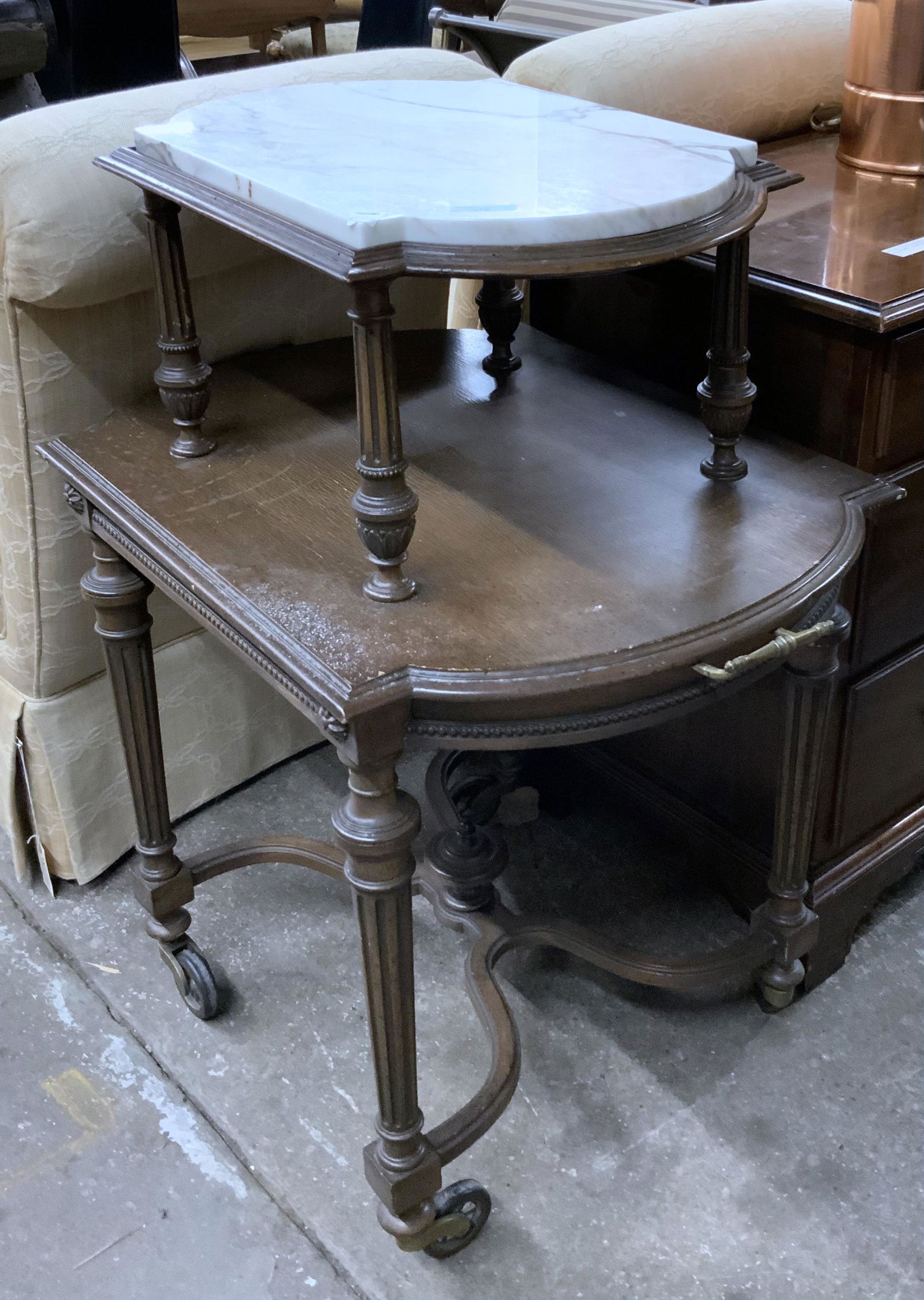 2-Tier Wood Serving Cart on Wheels. (1 of 1)
