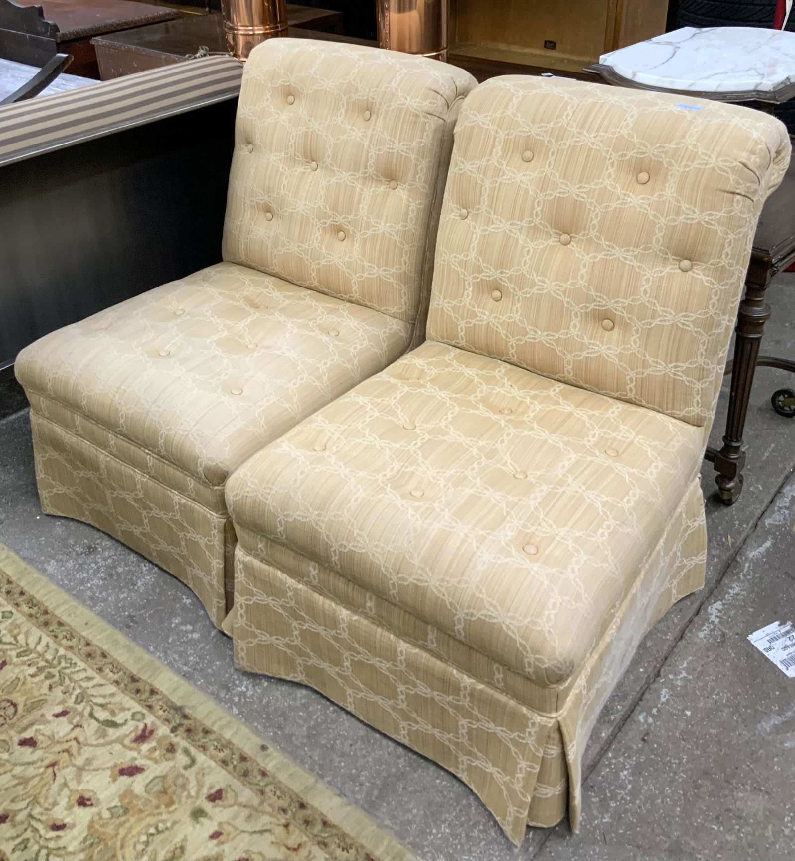 Pair of Rolled-Top Tufted Upholstered Side Chairs. (1 of 1)
