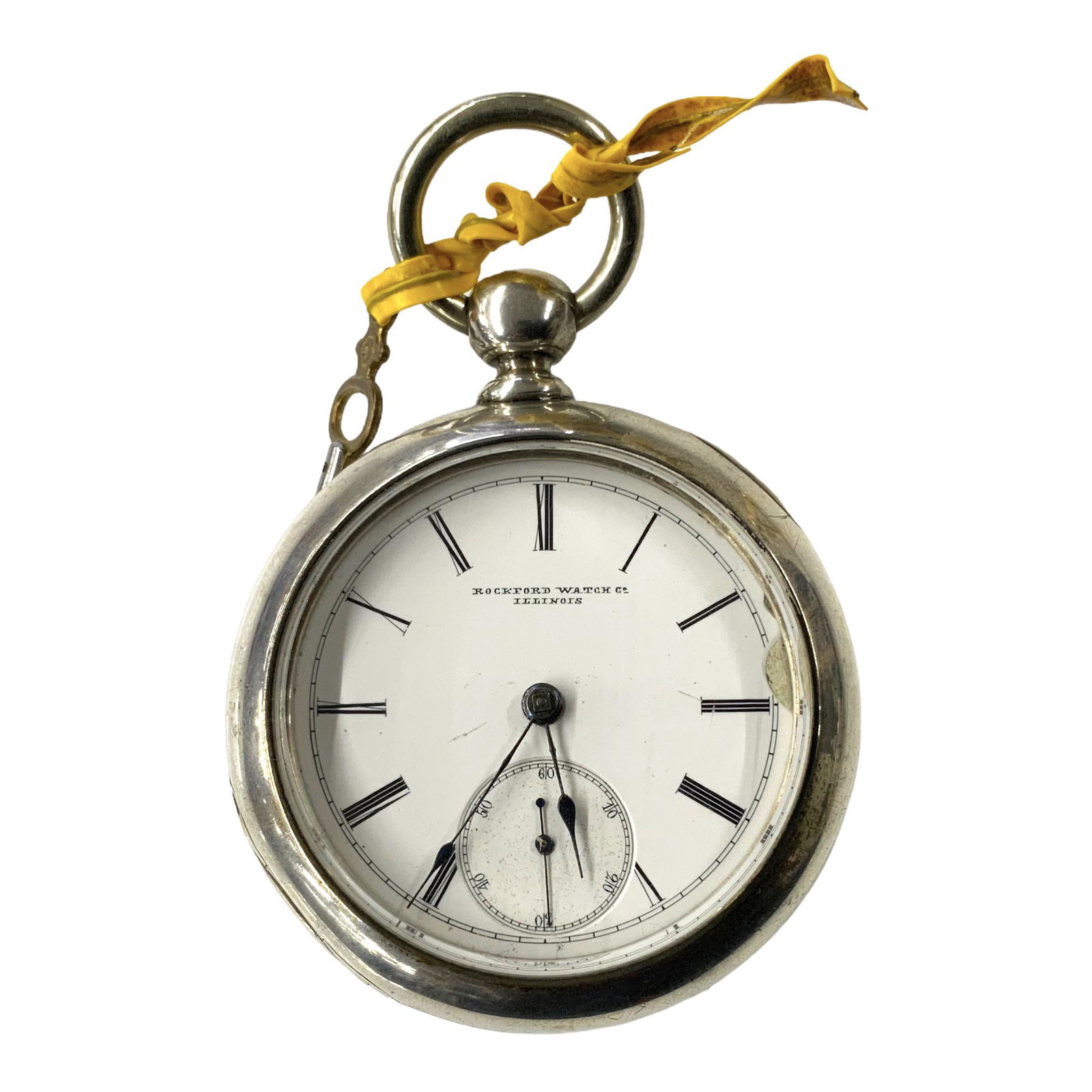 Lg. Rockford Coin Silver Keywind Pocketwatch. (1 of 4)