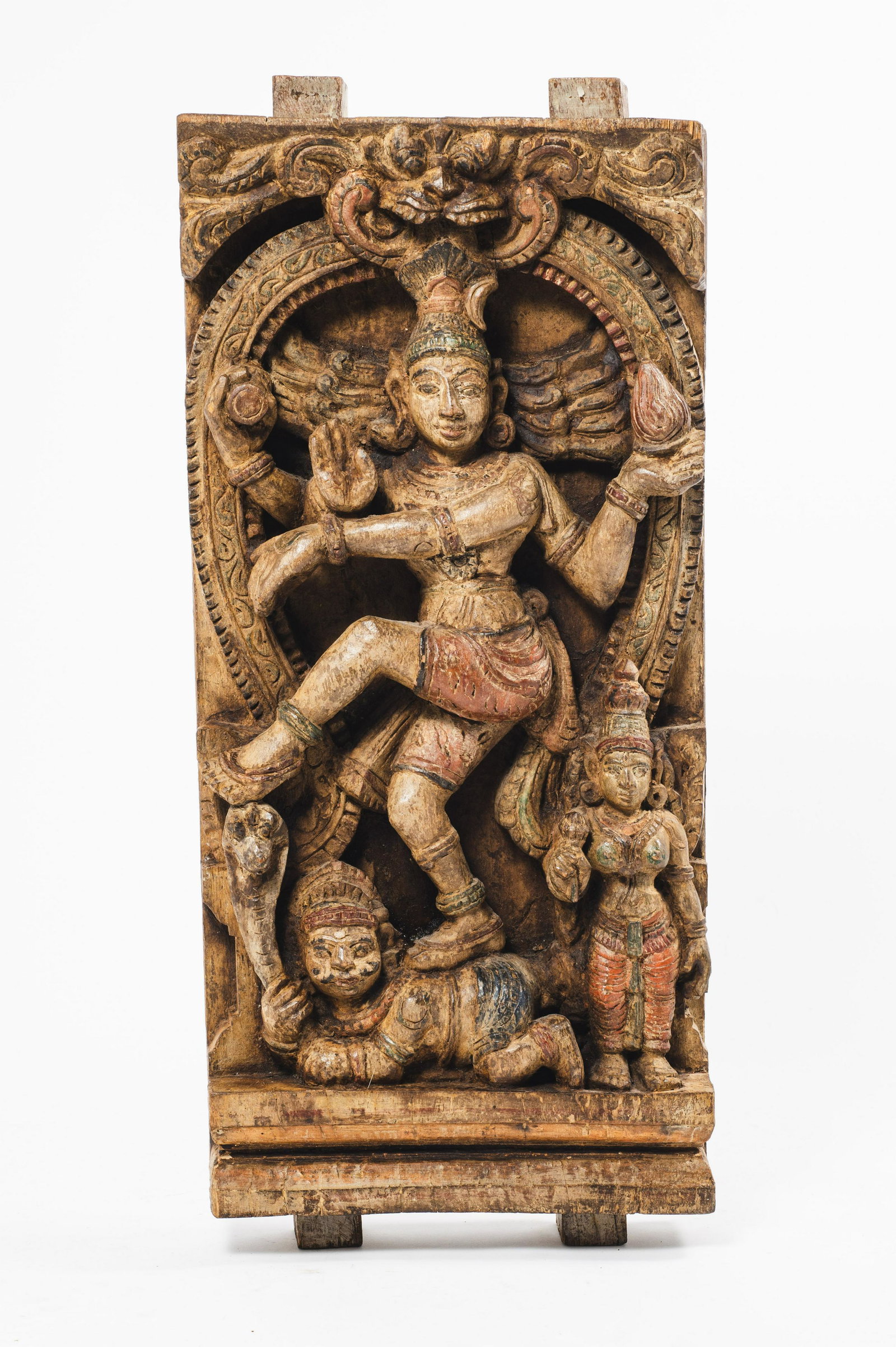 Carved Wood Wall Plaque of Hindu Deity. (1 of 3)