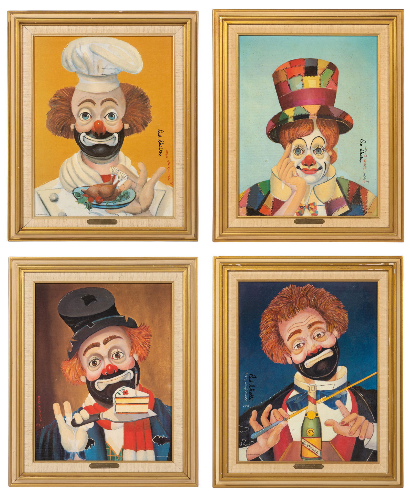 Lot of Four Clown Prints Signed Red Skelton. (1 of 17)