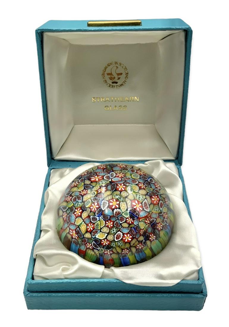 Vintage Strathearn Millefiori Paperweight w/Box. (1 of 4)