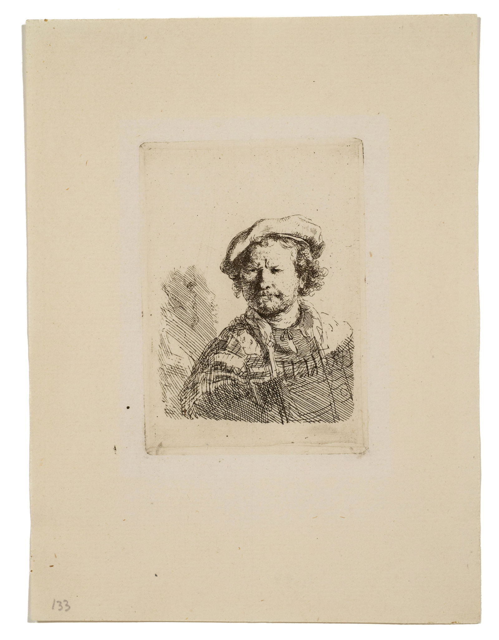 Rembrandt Self Portrait in Flat Hat Etching. (1 of 5)