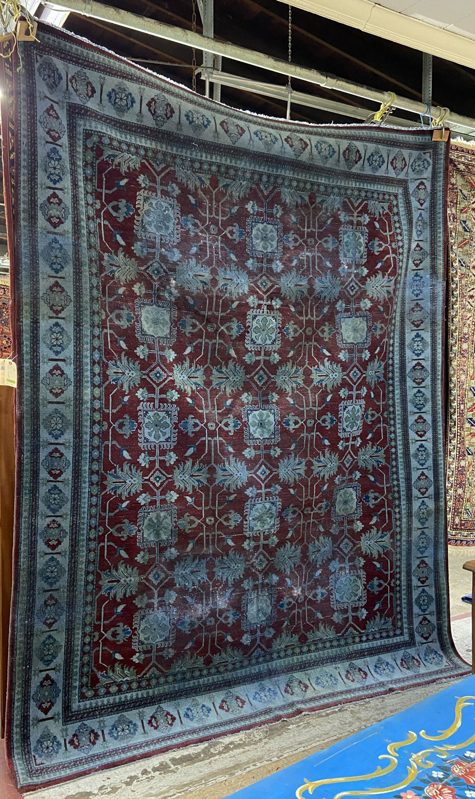 8' 11" x 11' 3" Overdye Afghan Kazak Rug, AS IS. (1 of 2)