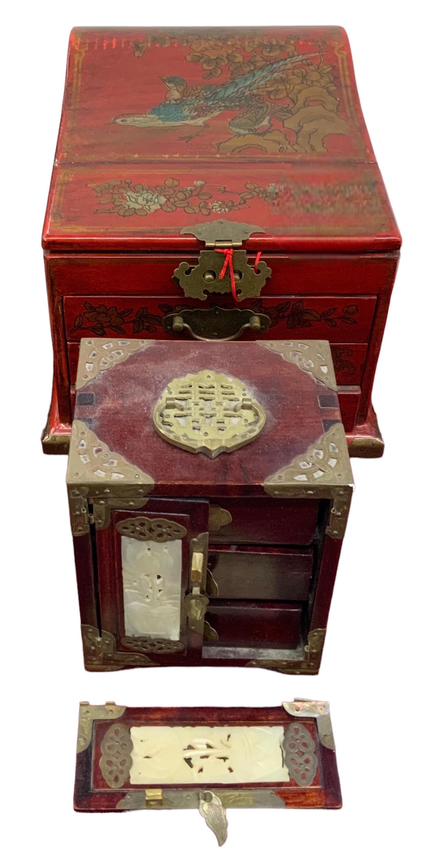 Lot of 2 Chinese Boxes, One with Jade Inserts. (1 of 4)