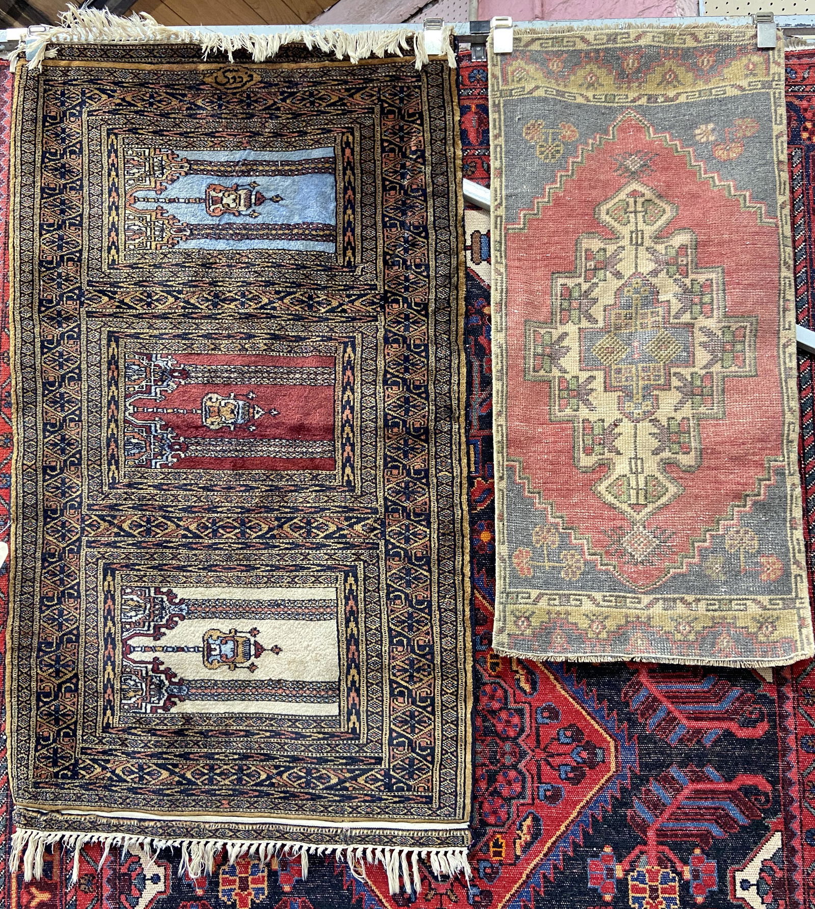 Lot of 2 Rugs - One Prayer, One Geometric. (1 of 3)
