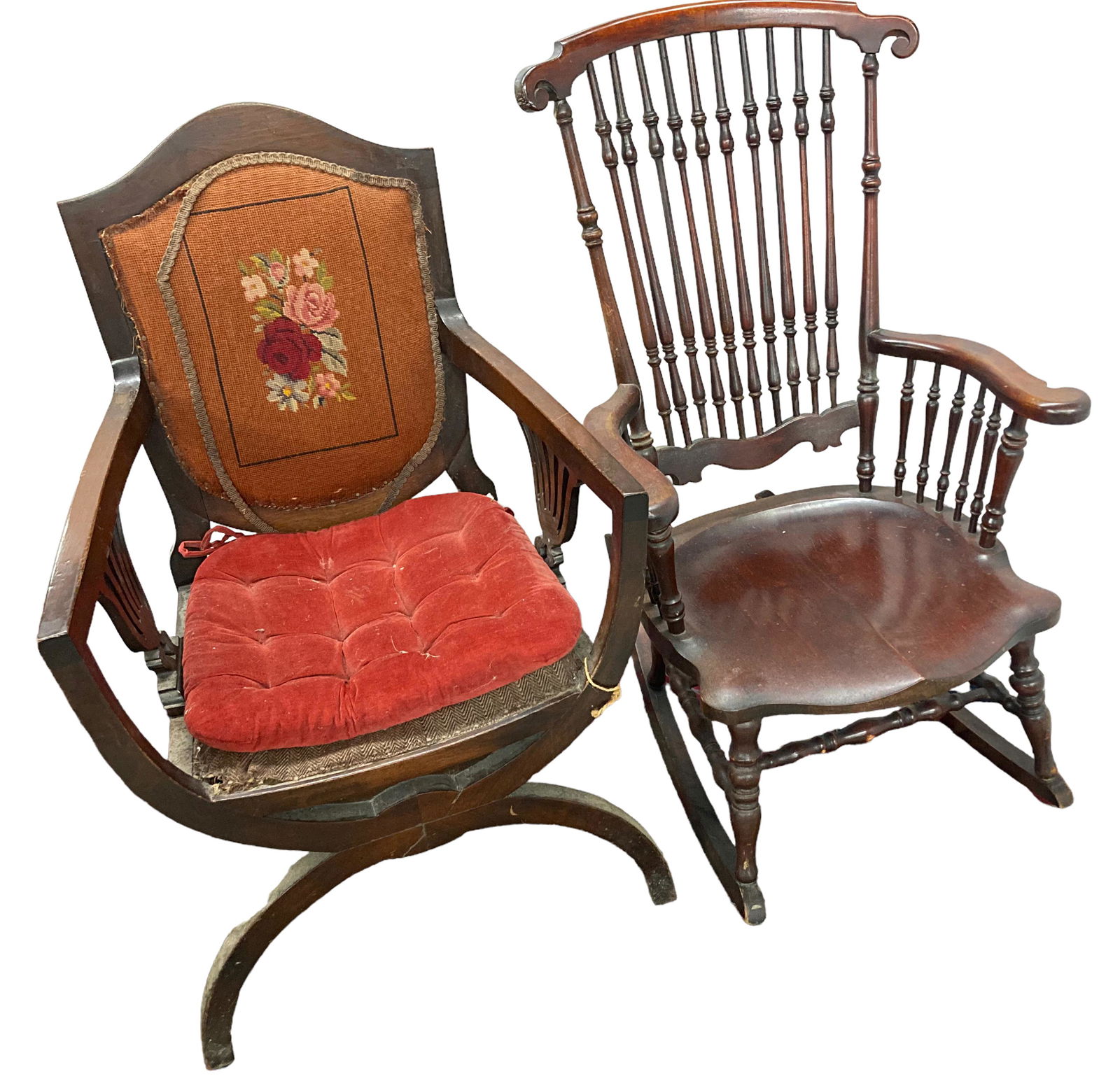 Lot of 2 Victorian Chairs - Rocker and Side Chair. (1 of 2)