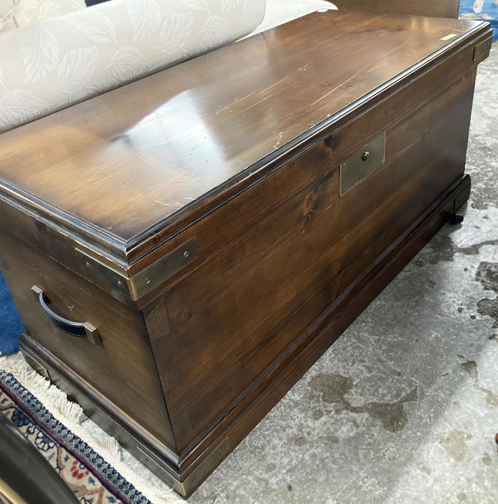 Lane Cedar Chest, Walnut Finish w/Metal Strapping. (1 of 2)