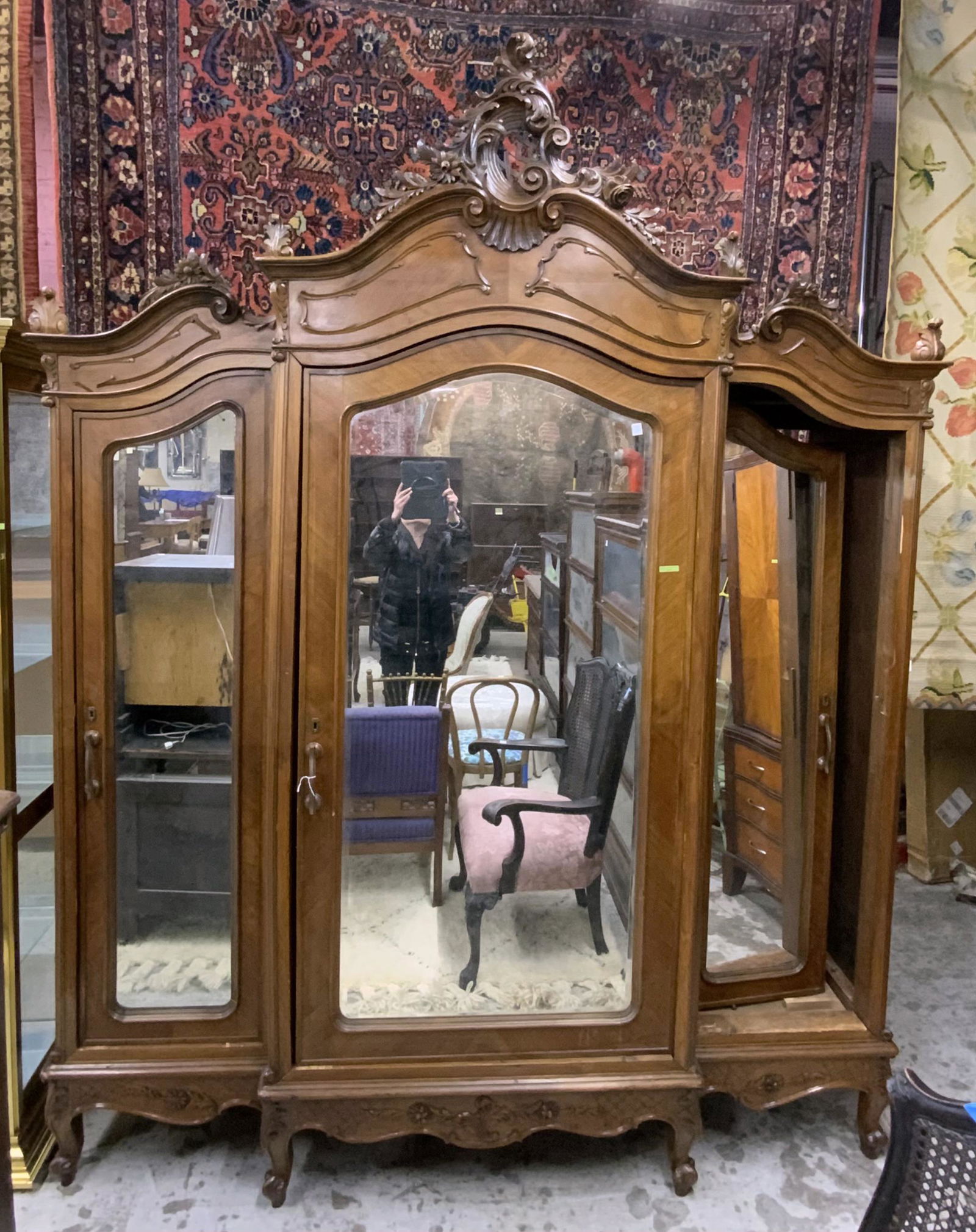 Large Antique 3-Door Walnut French Armoire. (1 of 2)