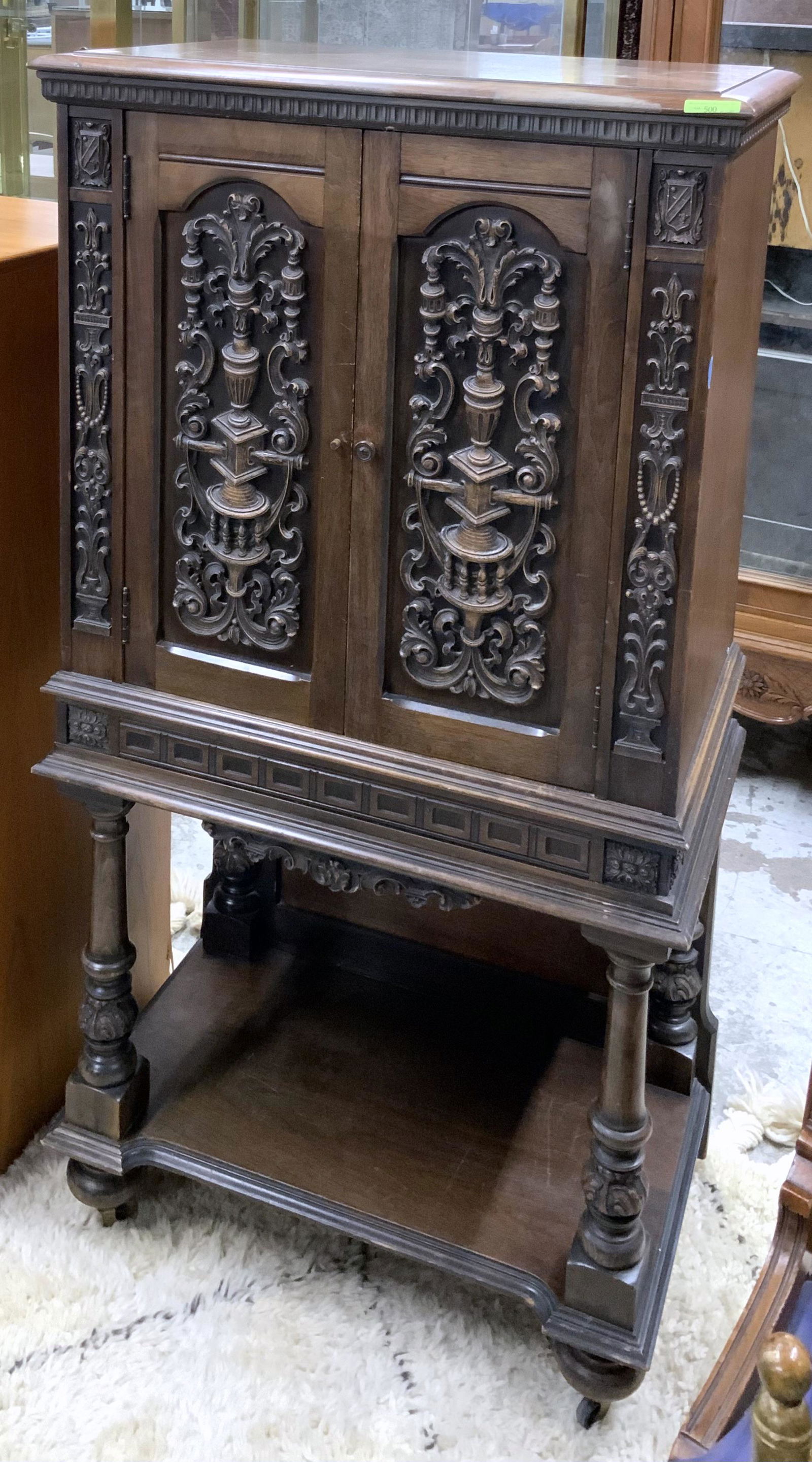 Vintage 2-Door Cabinet with Applied Carving. (1 of 1)