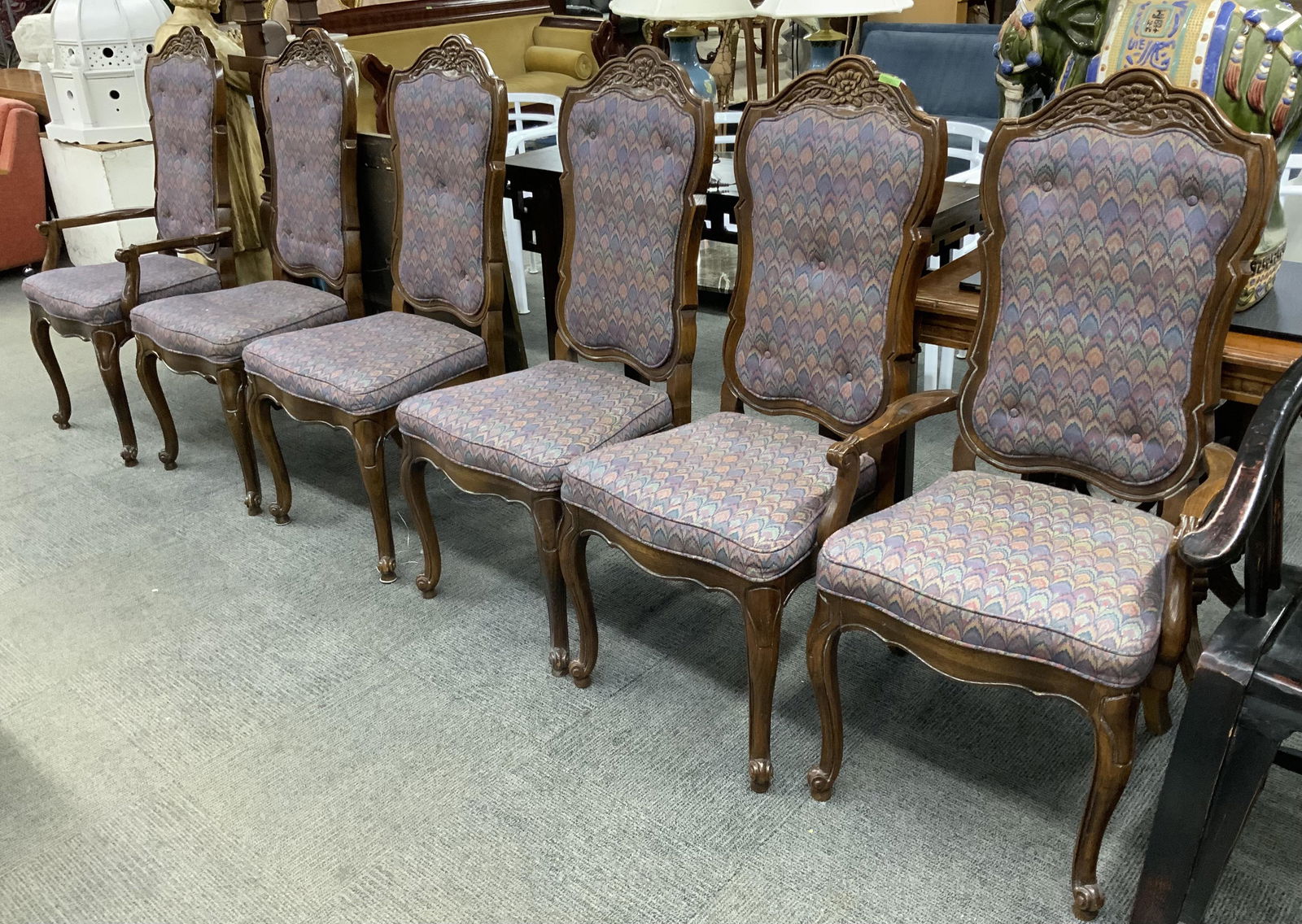 Set of 6 Oak Upholstered Dining Chairs. (1 of 1)