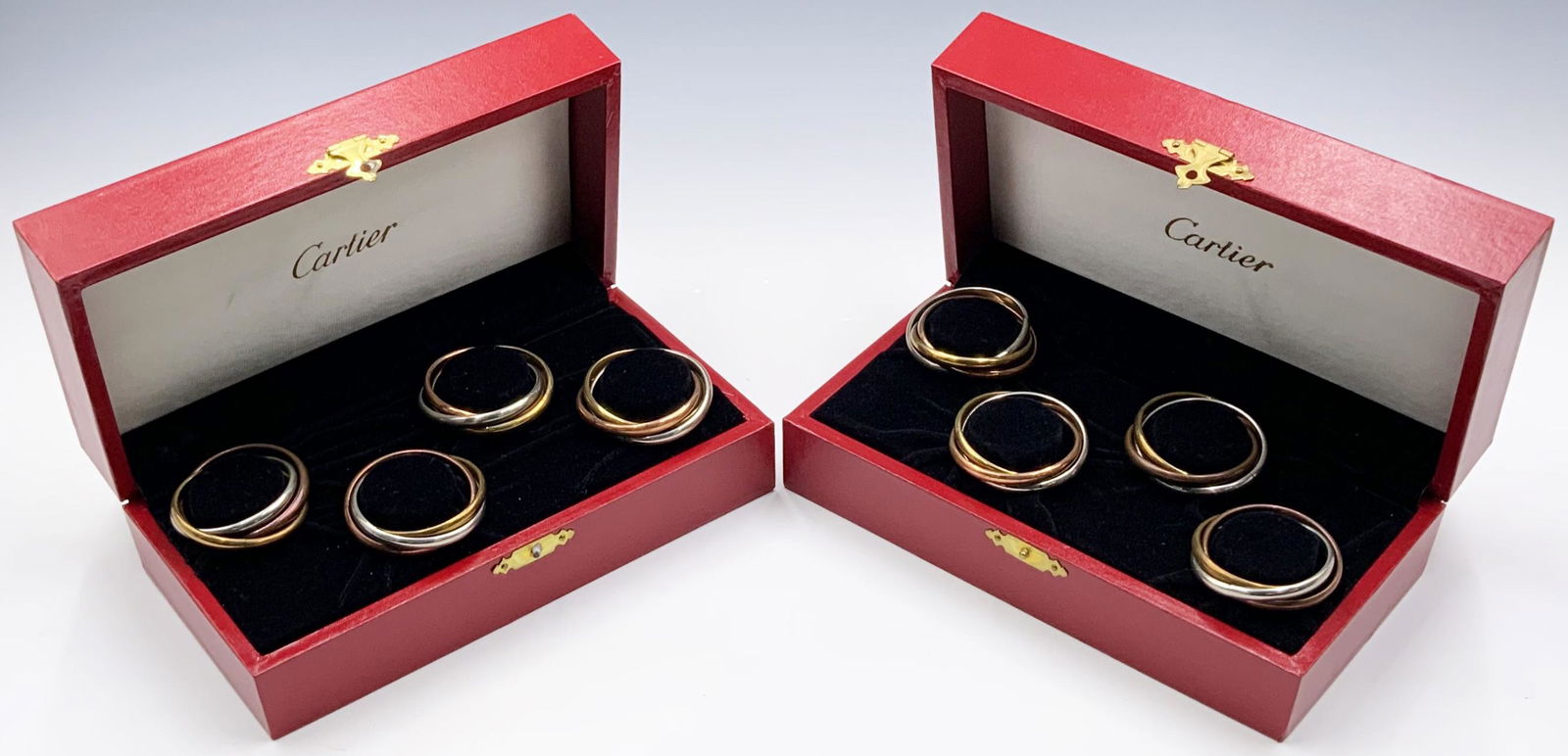 Cartier Trinity Mixed Metal Napkin Rings- 2 Sets. (1 of 4)