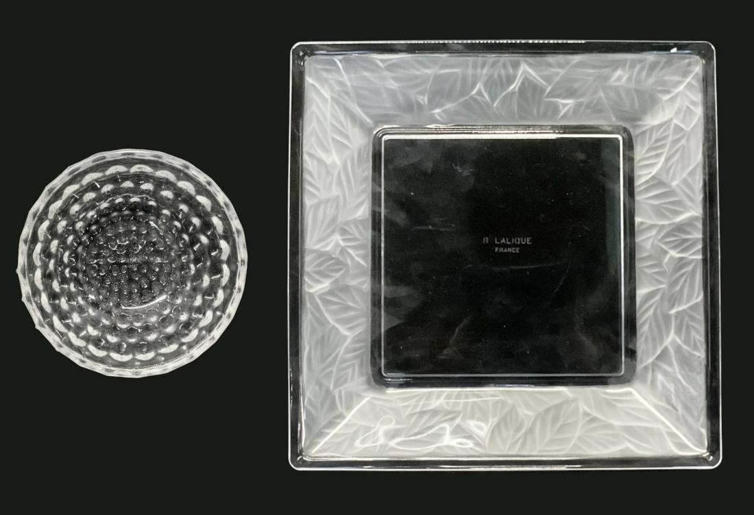 Lot: R. Lalique Glass Bowl & Plain Glass Tray. (1 of 3)