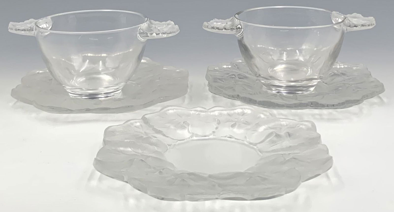 Lot of 5 Lalique Crystal Geranium Leaf Pcs. (1 of 4)