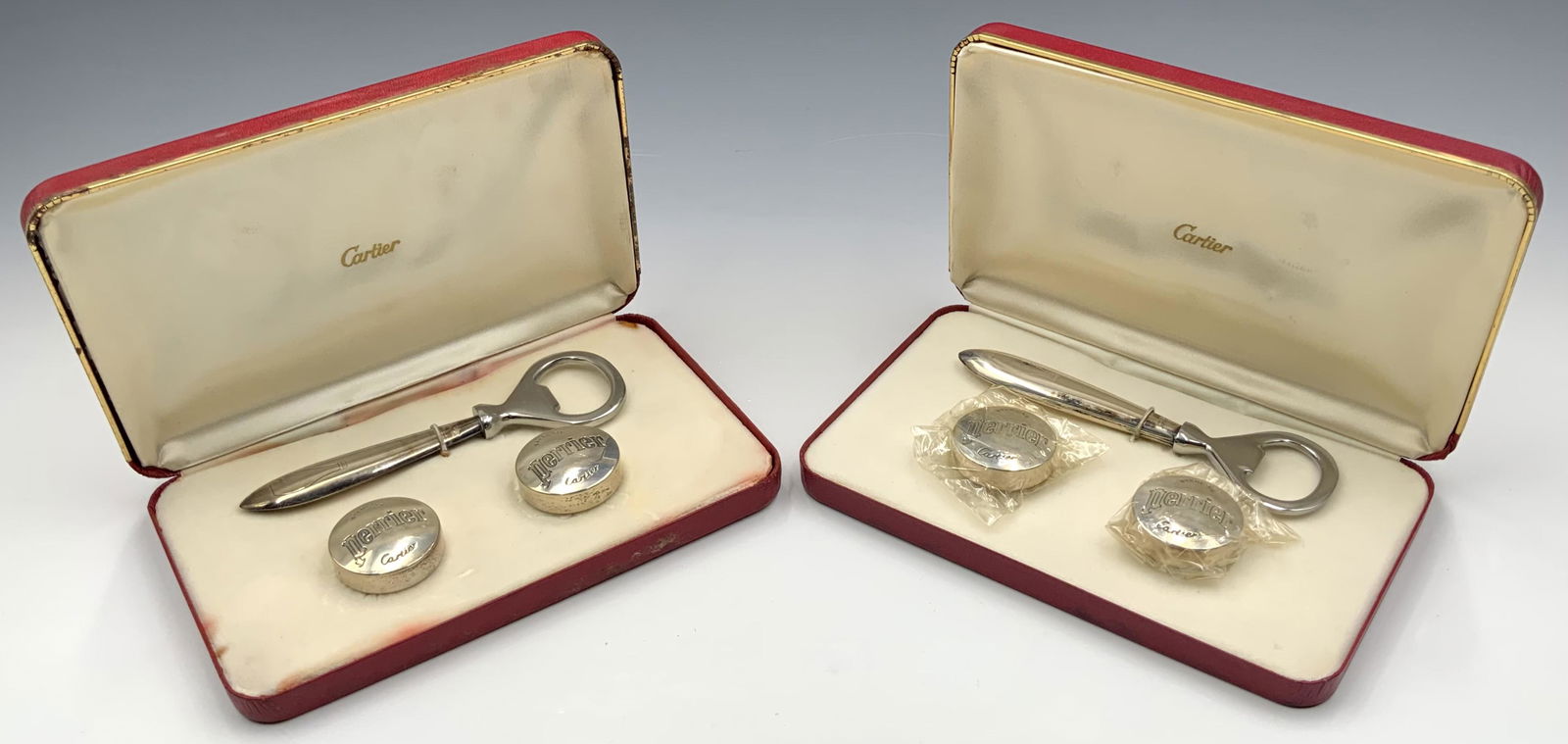 Cartier Sterling Perrier Bottle Cap & Opener Sets. (1 of 4)