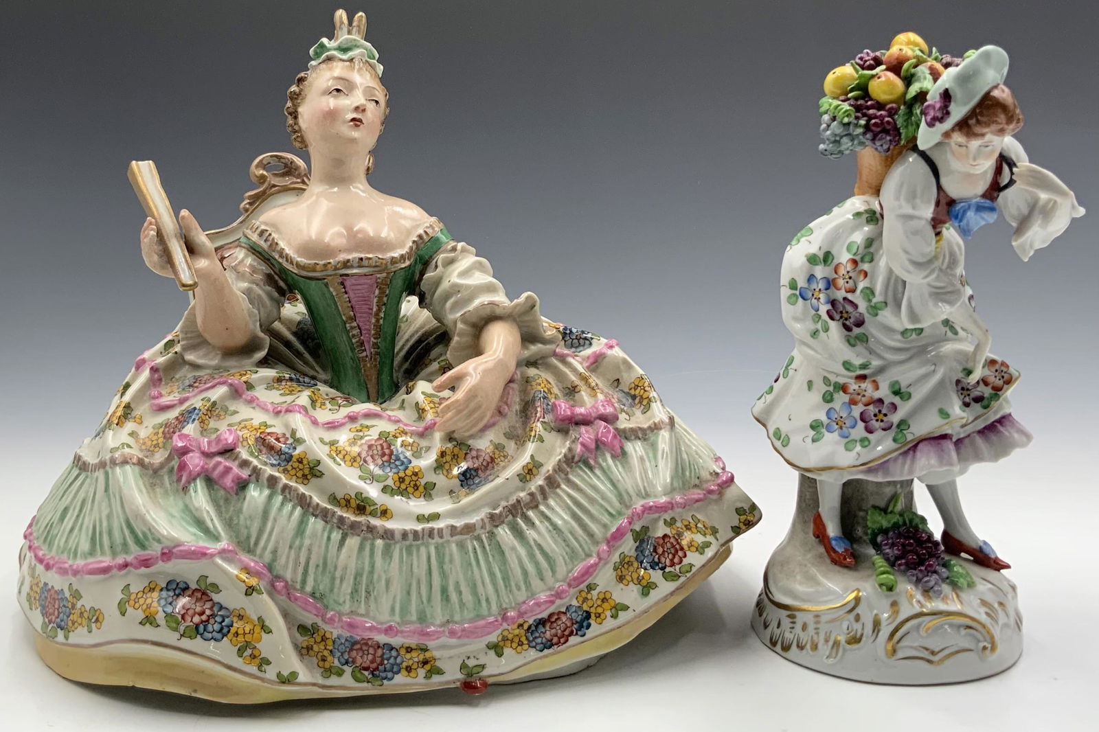 Lot of 2 Porcelain Lady Figures- Sitzendorf, etc. (1 of 3)