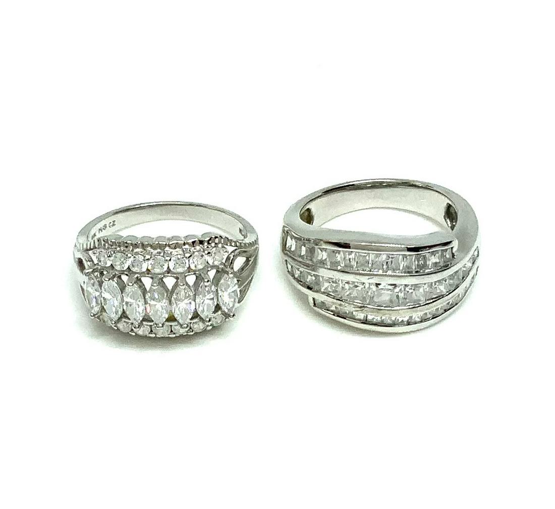 Lot: Two 14K White Gold Rings w/Cubic Zirconia. (1 of 3)