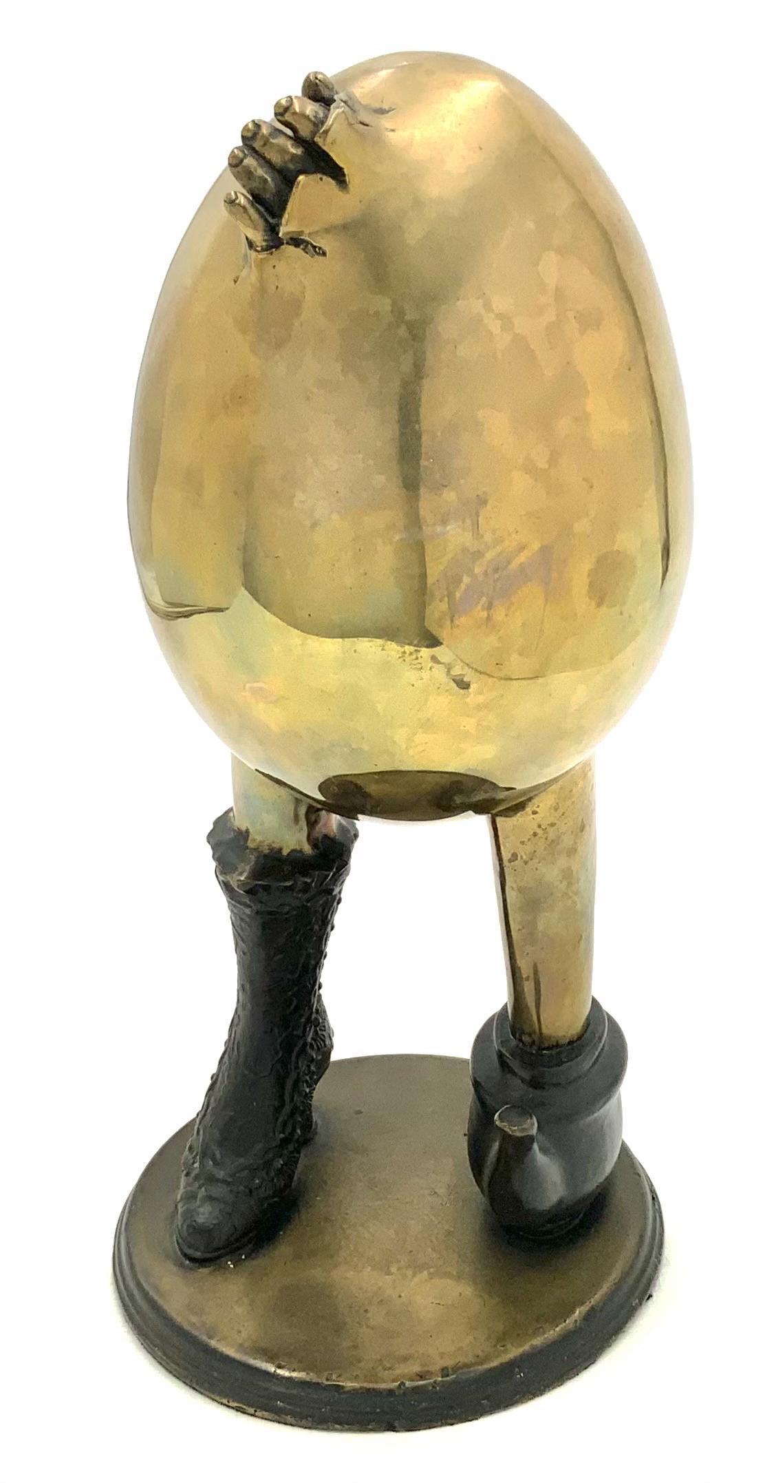 Bronze Surrealist Egg Man Sculpture. (1 of 3)