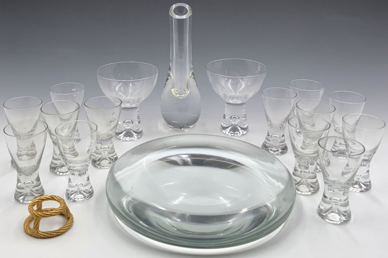 Lot: 17 Glass Pcs.- Cordials, Baccarat Vase, etc. (1 of 3)