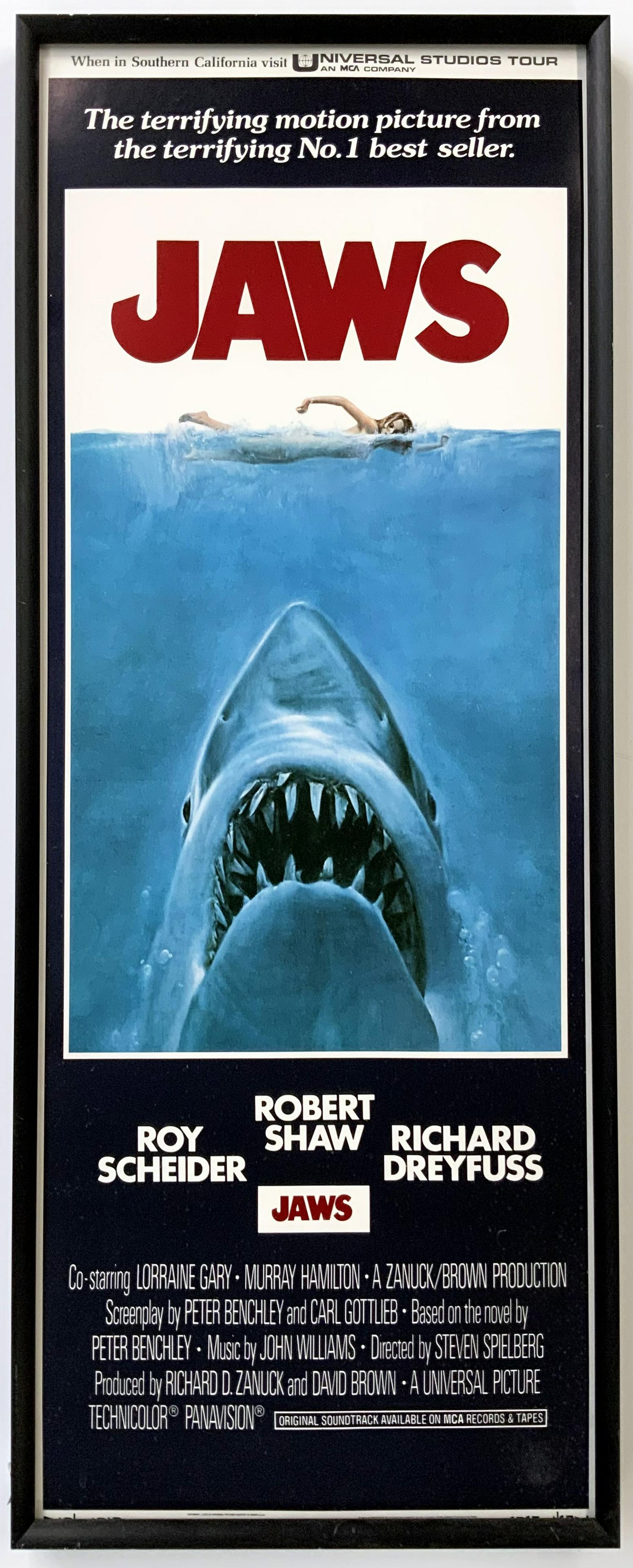 1975 "Jaws" Movie Poster, Framed. (1 of 2)