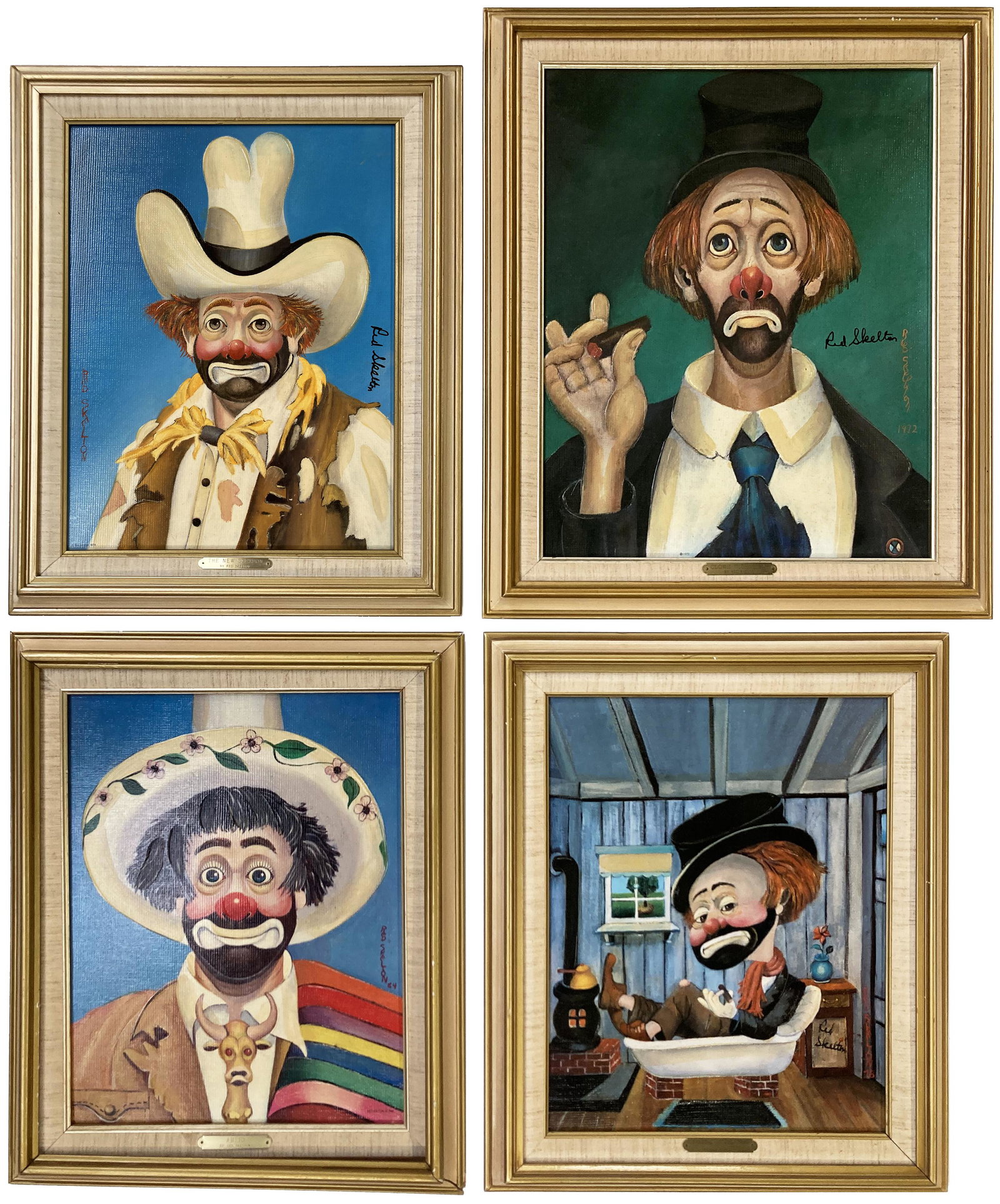 Lot of 4 Red Skelton Framed Clown Prints. (1 of 7)