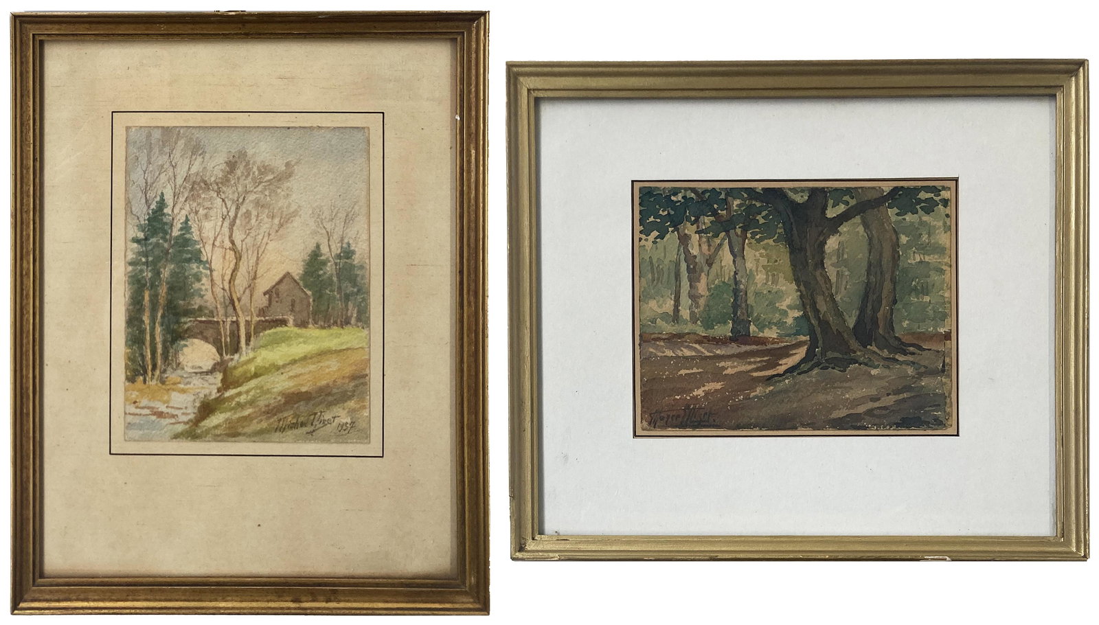 Lot of Two Watercolor Landscapes, Signed. (1 of 6)