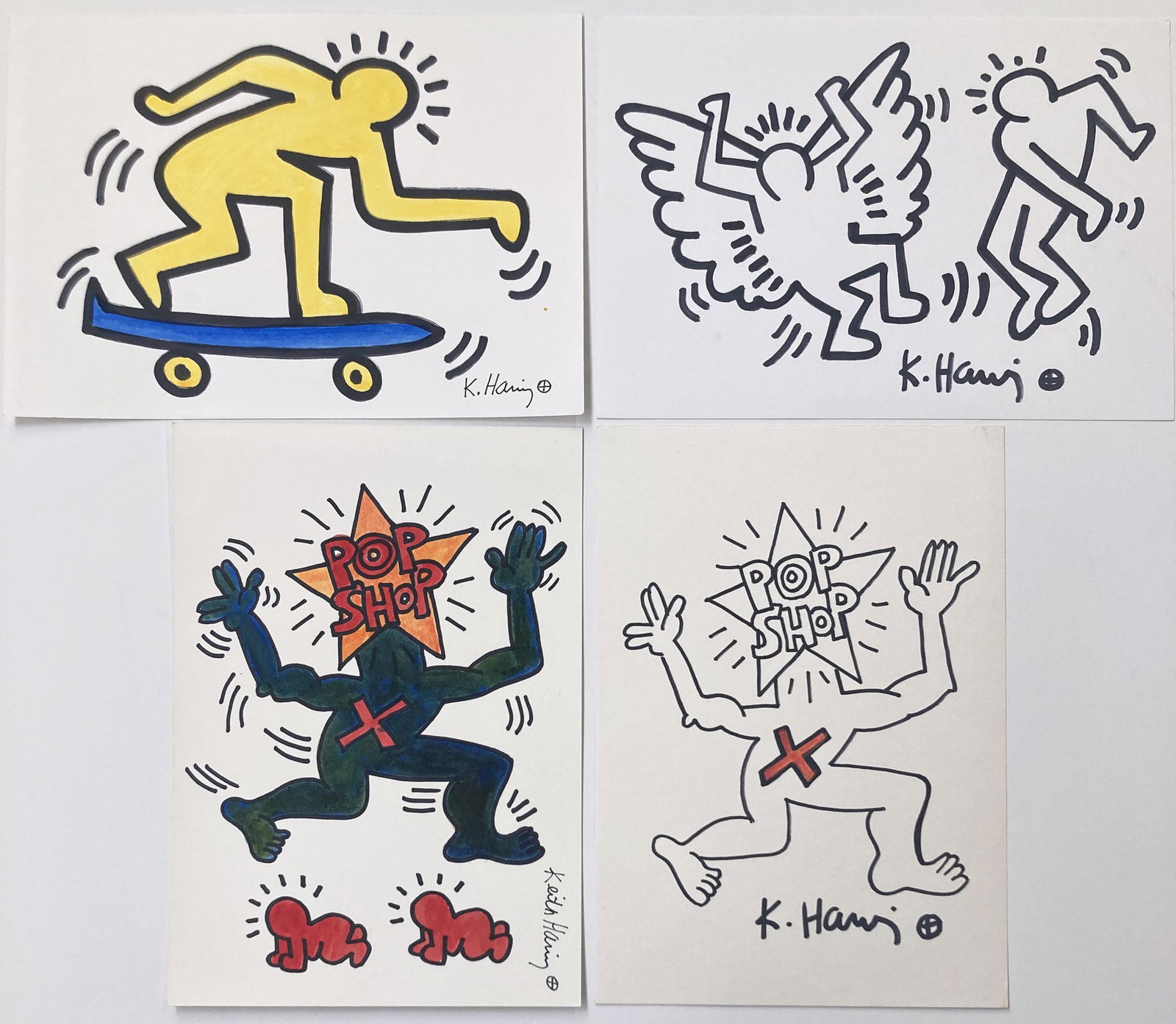 Lot of 4 Drawings in the Style of Keith Haring. (1 of 7)