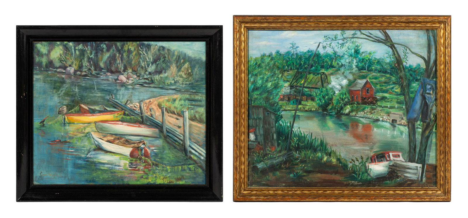 Lot of 2 Paintings of Boats by Anne Wishart. (1 of 8)