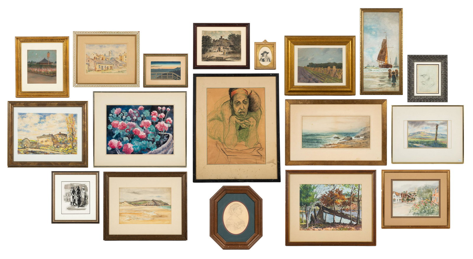 Lot: 18 Pcs. Framed 19th & 20th Century Art. (1 of 18)