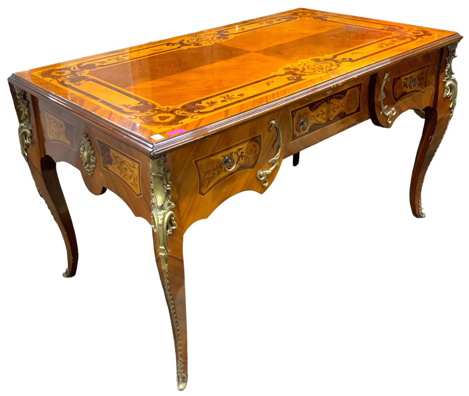 Ornate Inlaid French Writing Desk w/Bronze Mounts. (1 of 2)