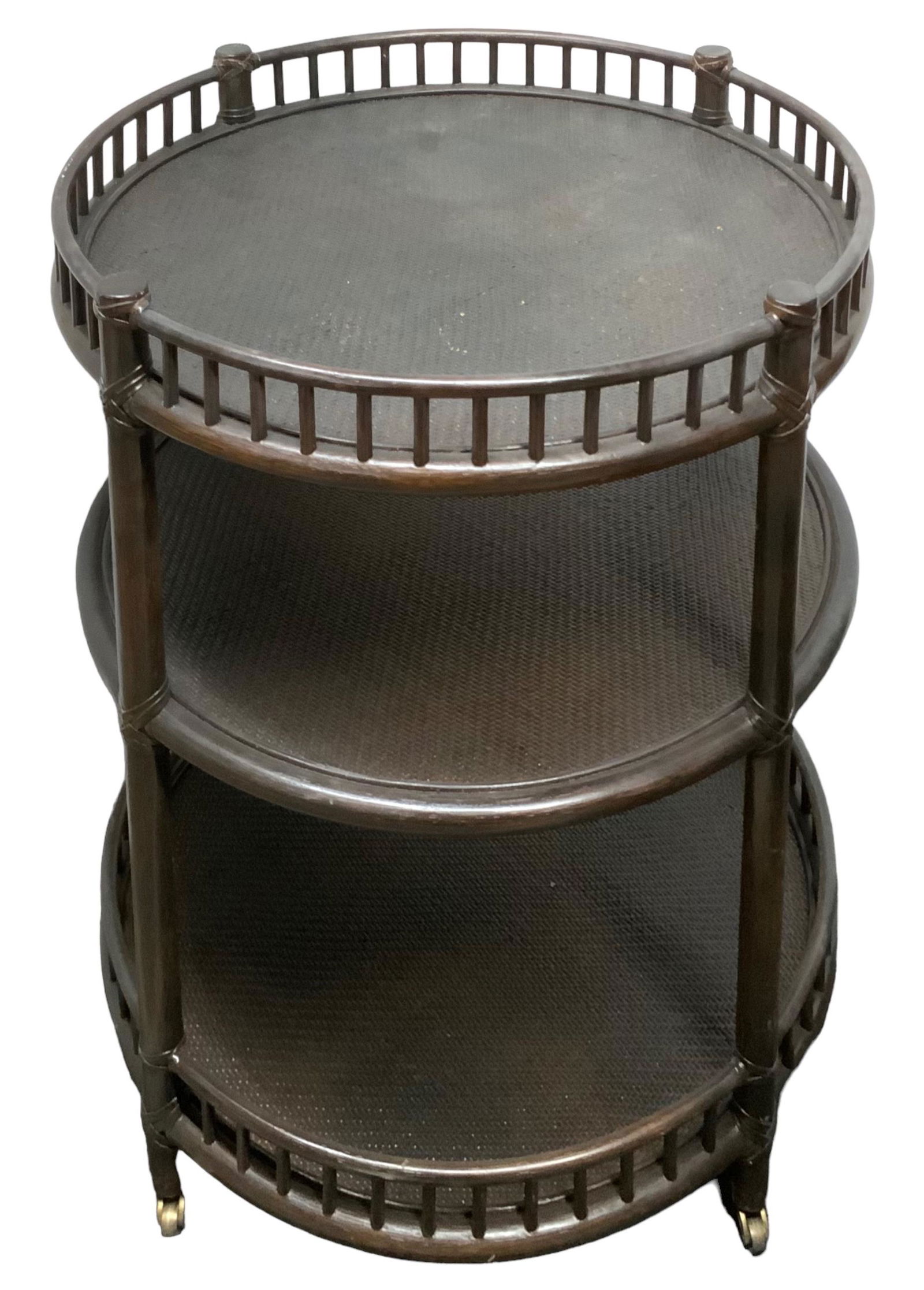 Sgd. McGuire Round Bamboo Rattan Bar Cart. (1 of 1)