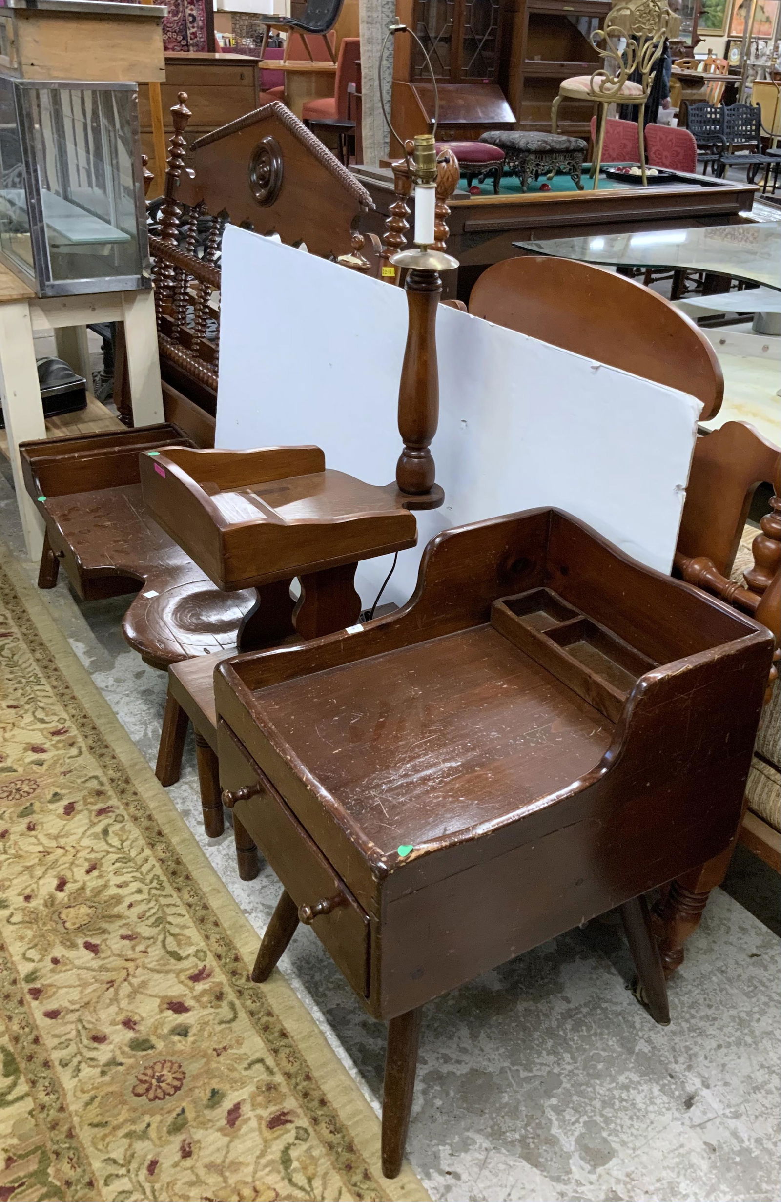 Lot: Vintage Tables and Cobbler's Bench. (1 of 2)