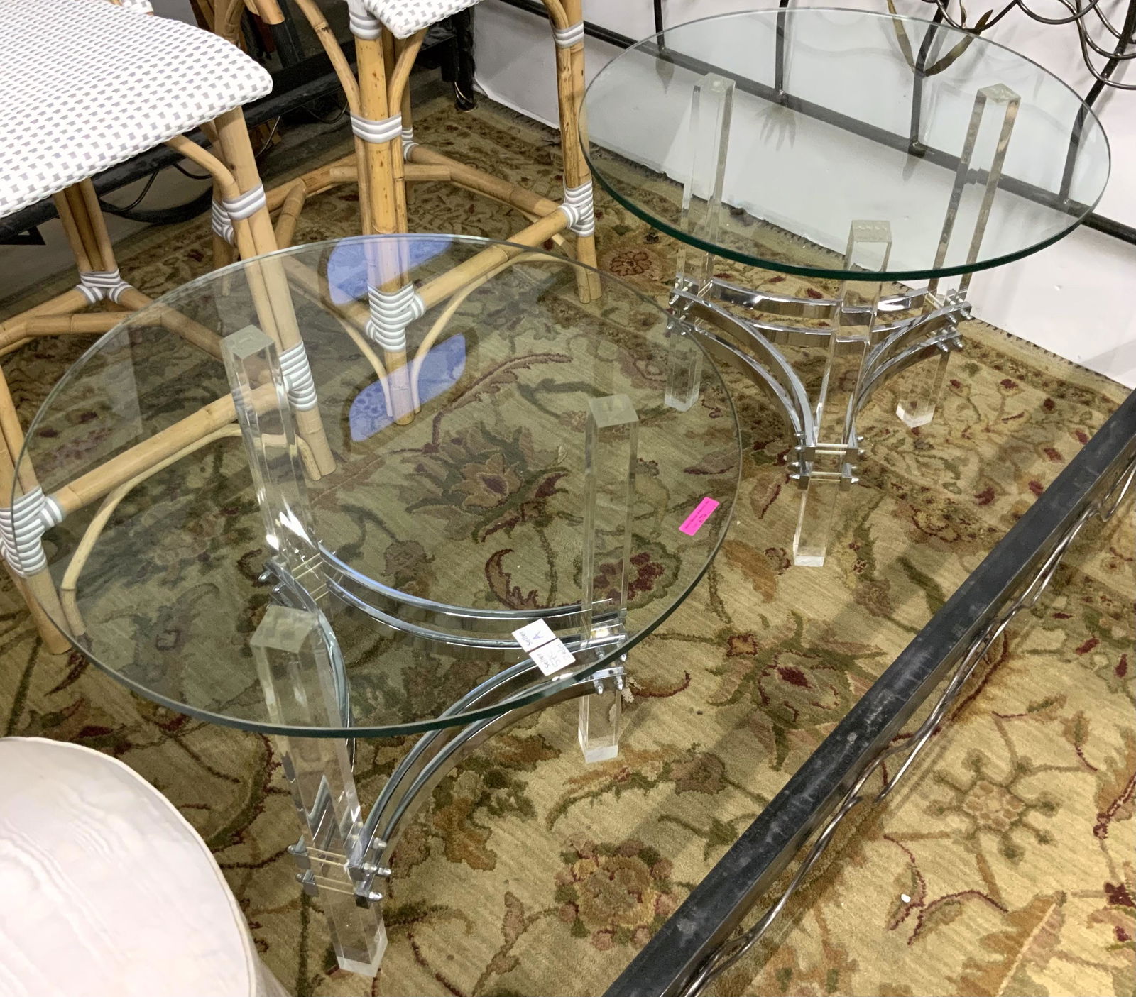 Pr. of Charles Hollis Jones Lucite & Chrome Tables (1 of 1)