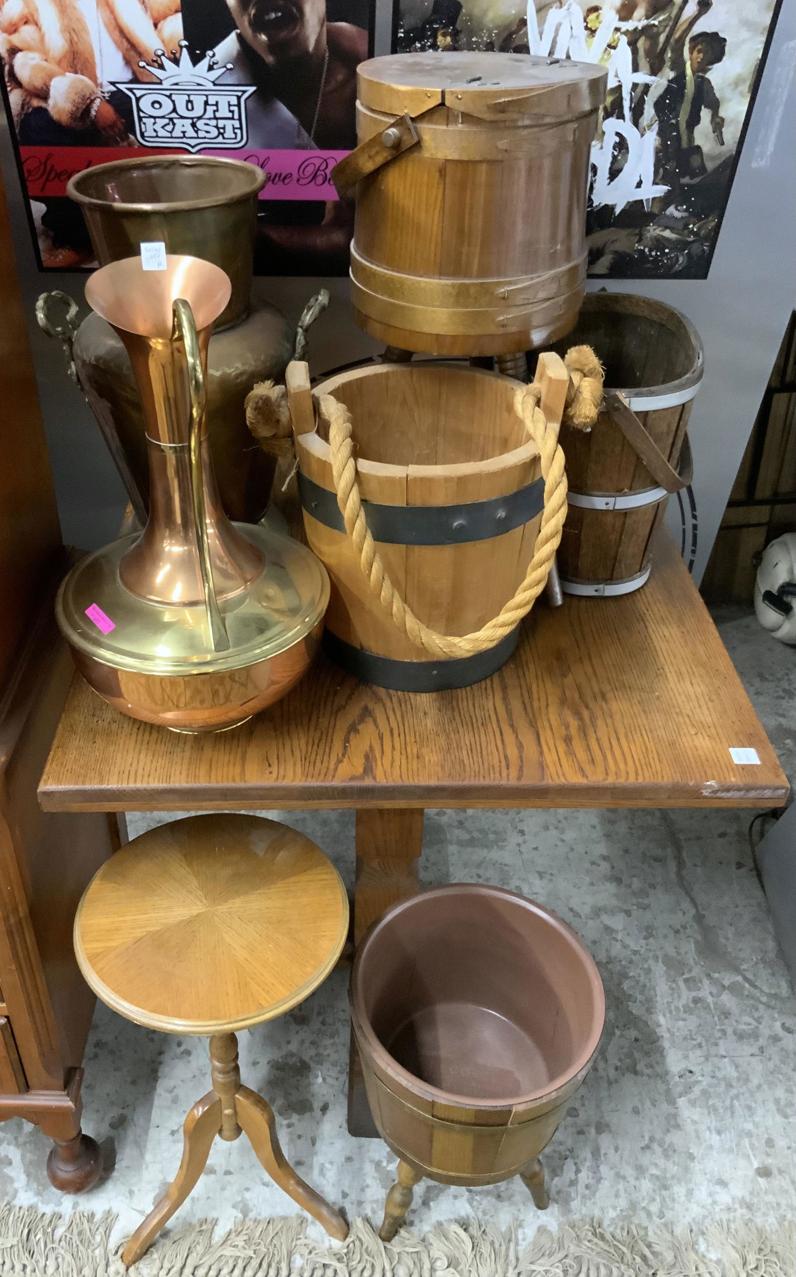 Lot: 7 Miscellanous Pcs. on and Under Table. (1 of 1)