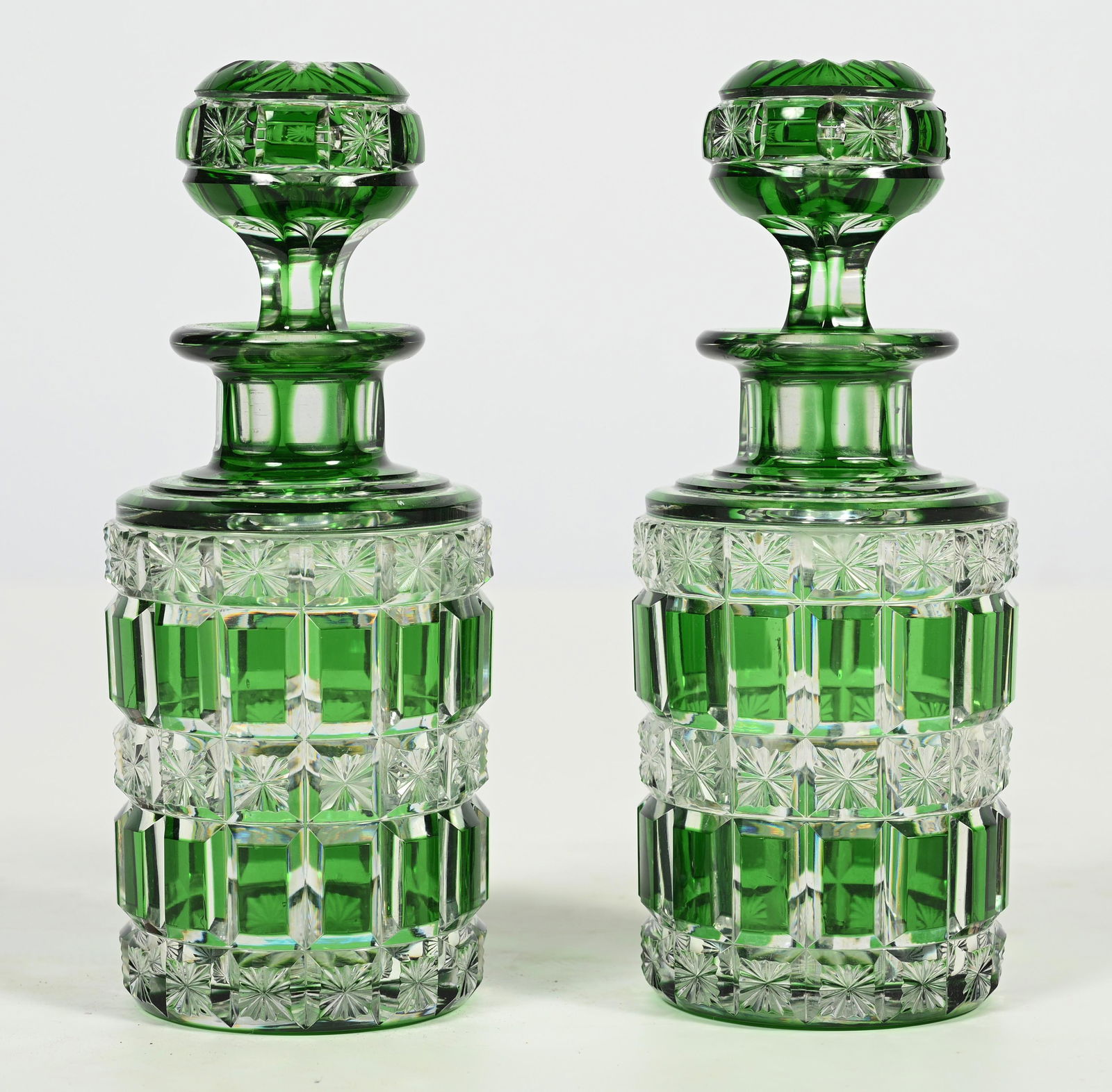 Pair of Bohemian Cut Crystal Bottles w/ Stoppers. (1 of 2)