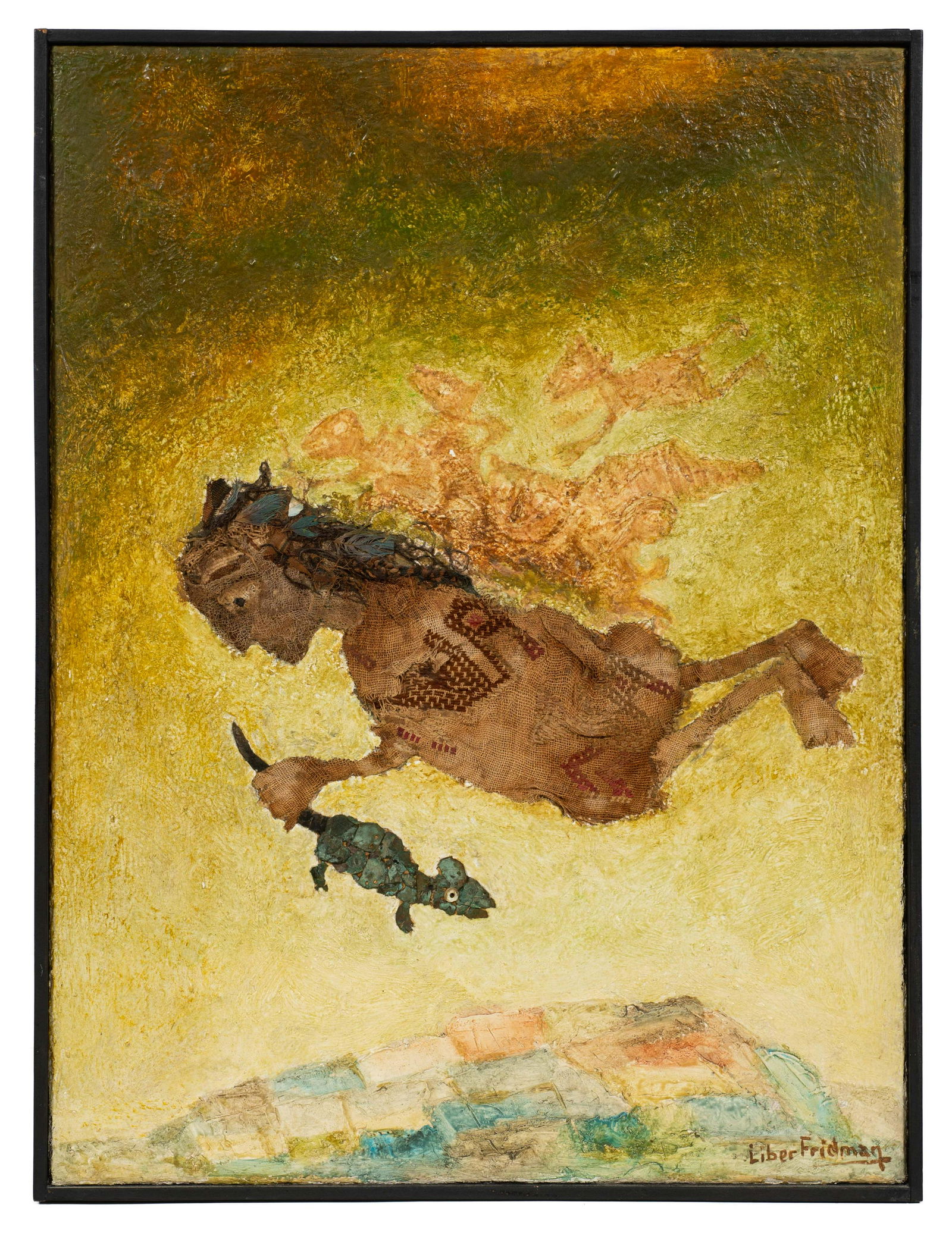 Liber Fridman Sgd. Collage of a Flying Woman. (1 of 4)