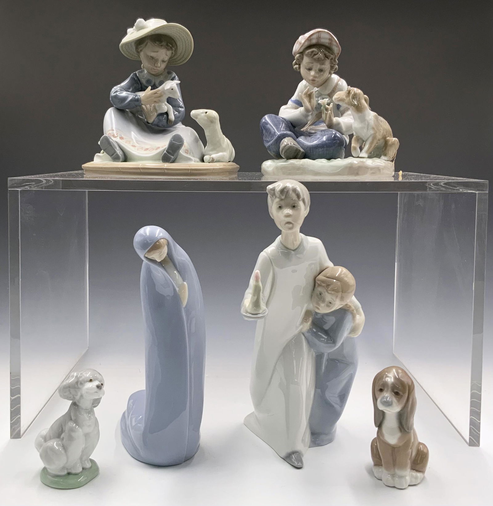 Lot of 6 Lladro Figurines- Children, Dogs, Mary. (1 of 3)