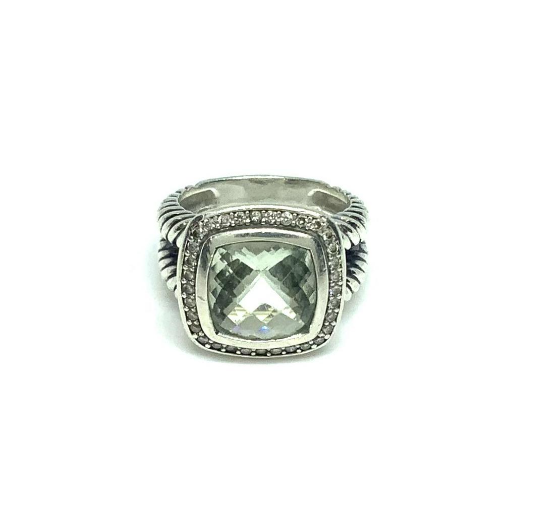 David Yurman Sterling Ring w/Diamonds & Prasiolite (1 of 4)