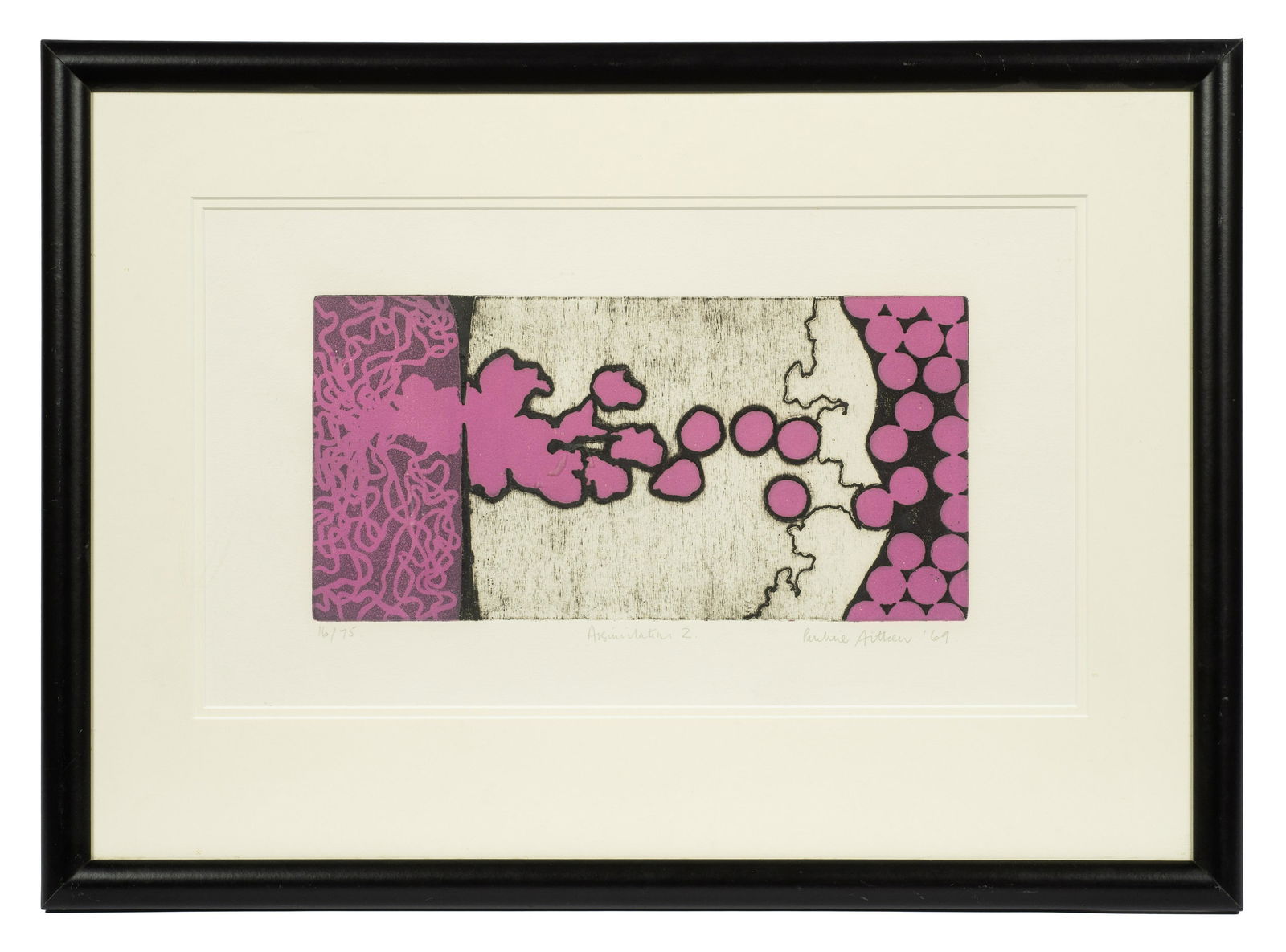 Pauline Aitken Colored Etching, "Assimilation 2". (1 of 4)