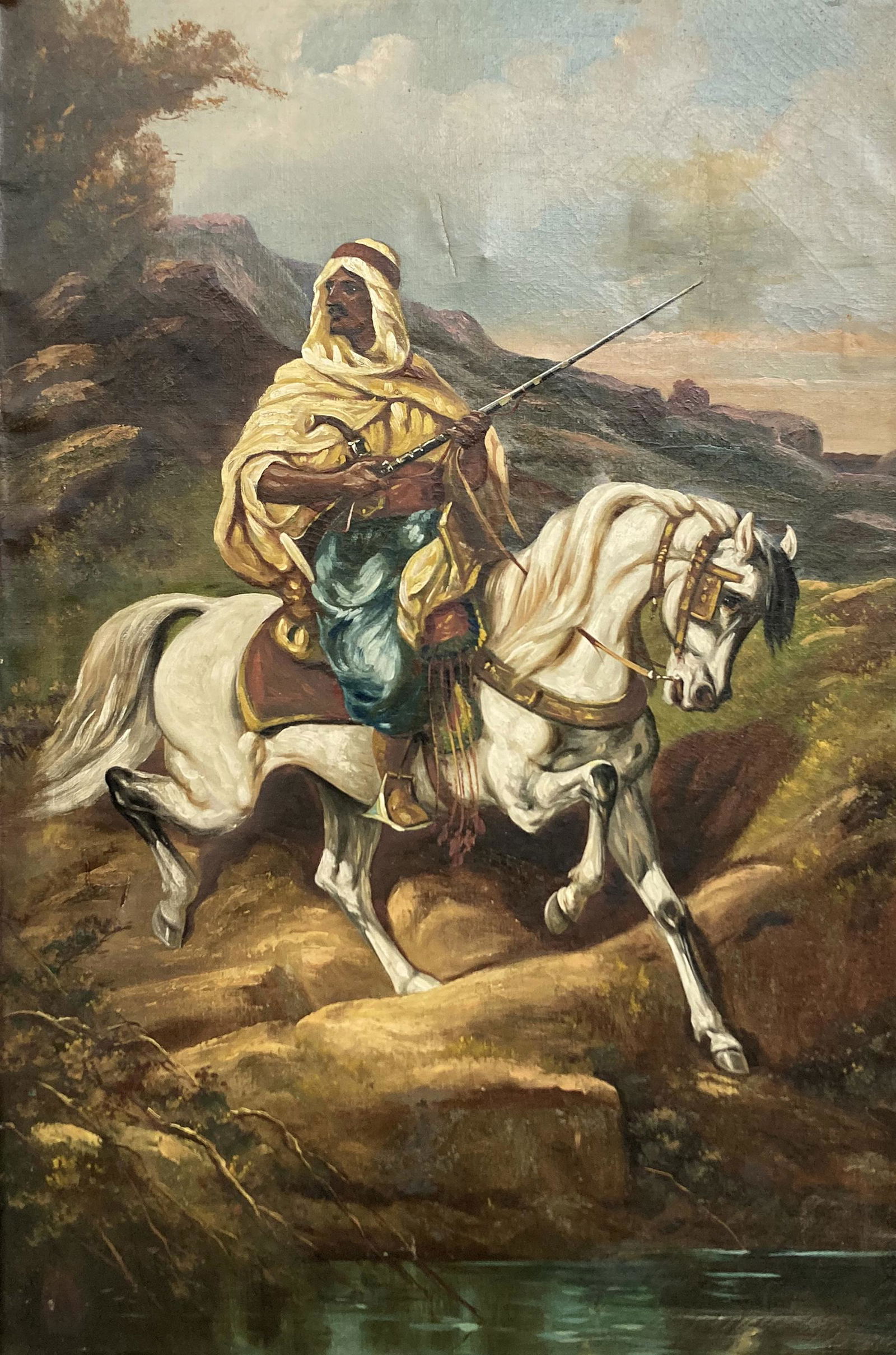 Oil Painting of an Arab Man on Horseback. (1 of 5)
