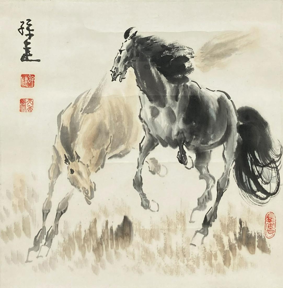 Chinese Equine Brush Painting, Signed. (1 of 5)