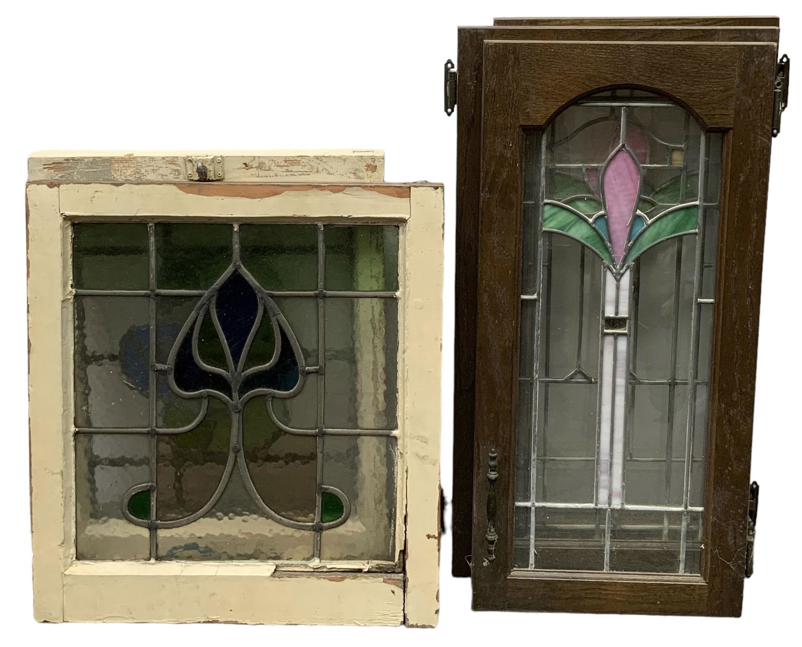 Lot: 5 Flower-Themed Stained Glass Windows. (1 of 1)