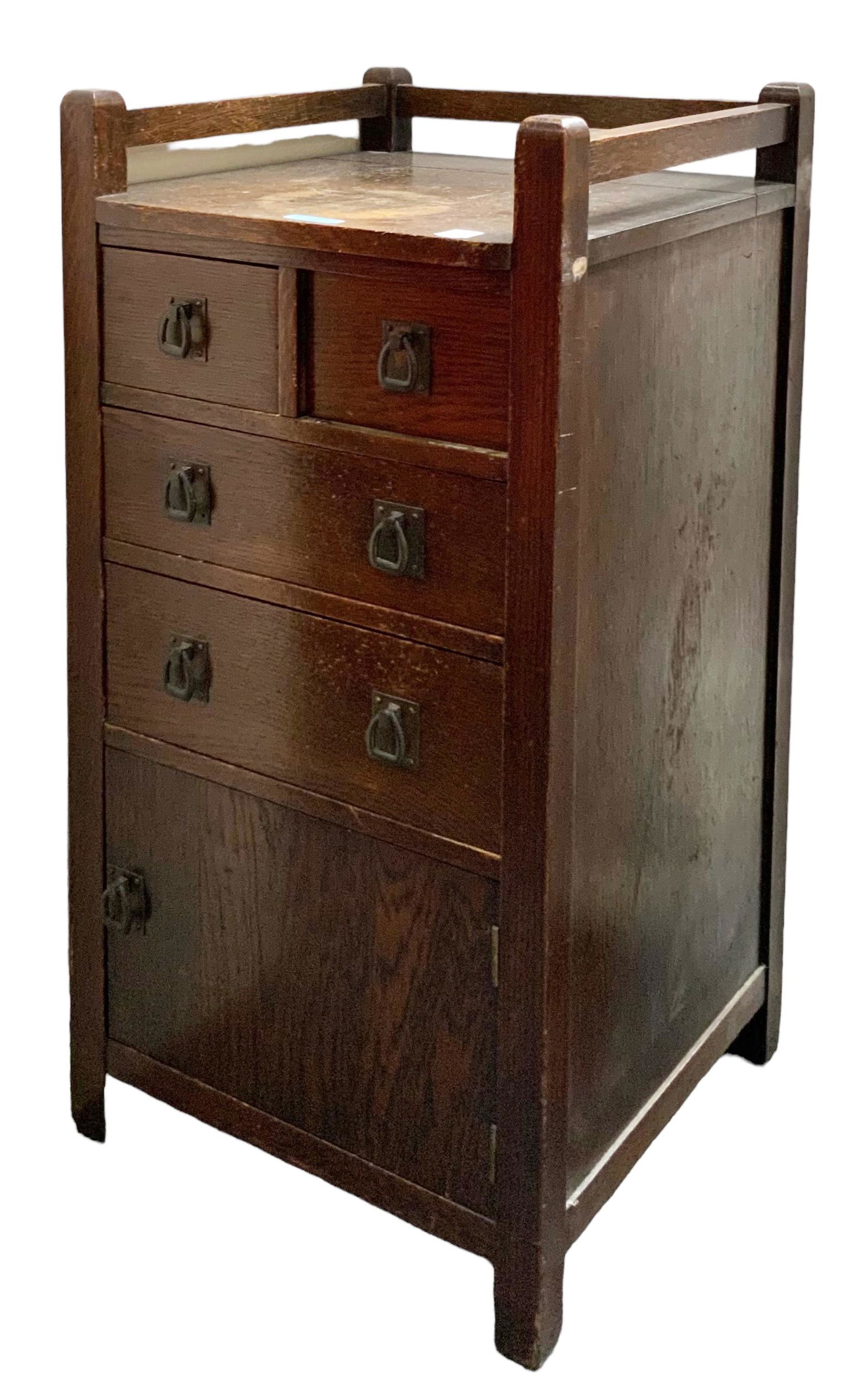 Antique Mission Oak Stand w/ Four Drawers. (1 of 1)