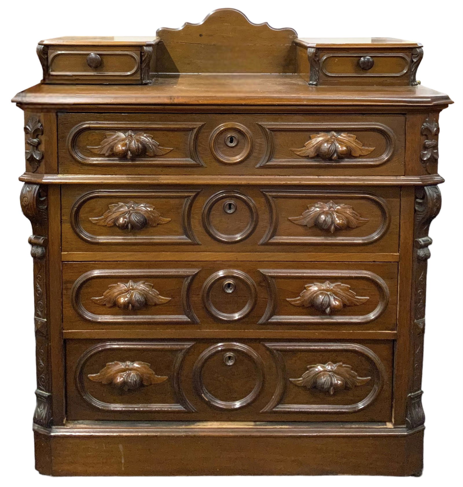 Carved Walnut Victorian Chest of Drawers. (1 of 1)