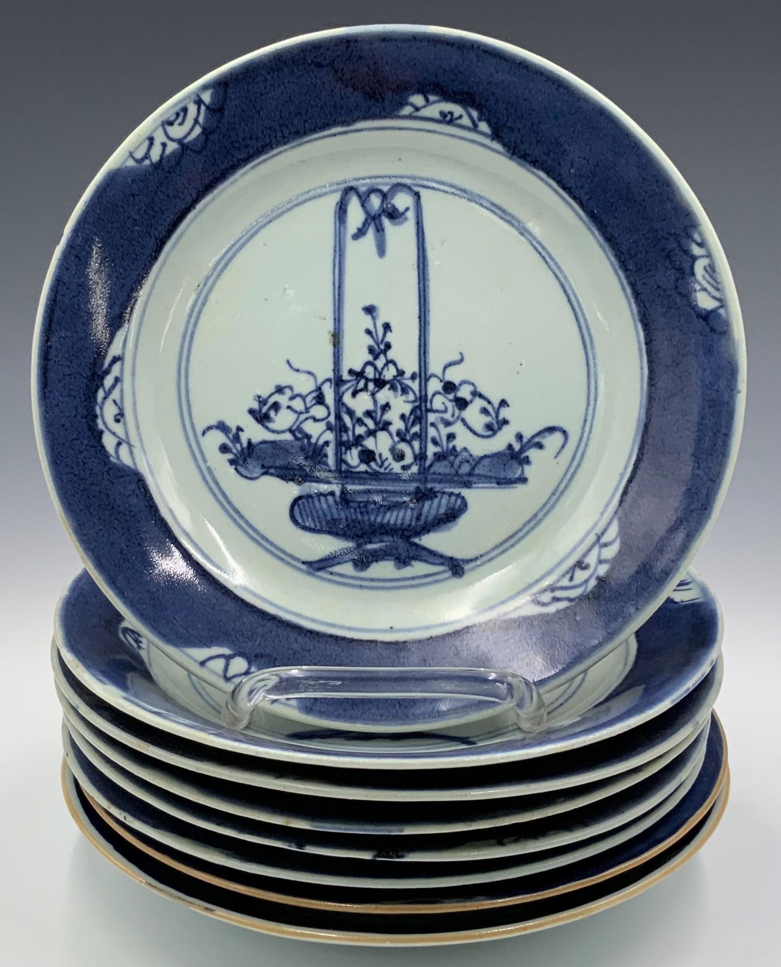 Lot of 8 Small Japanese Blue & White Plates. (1 of 2)