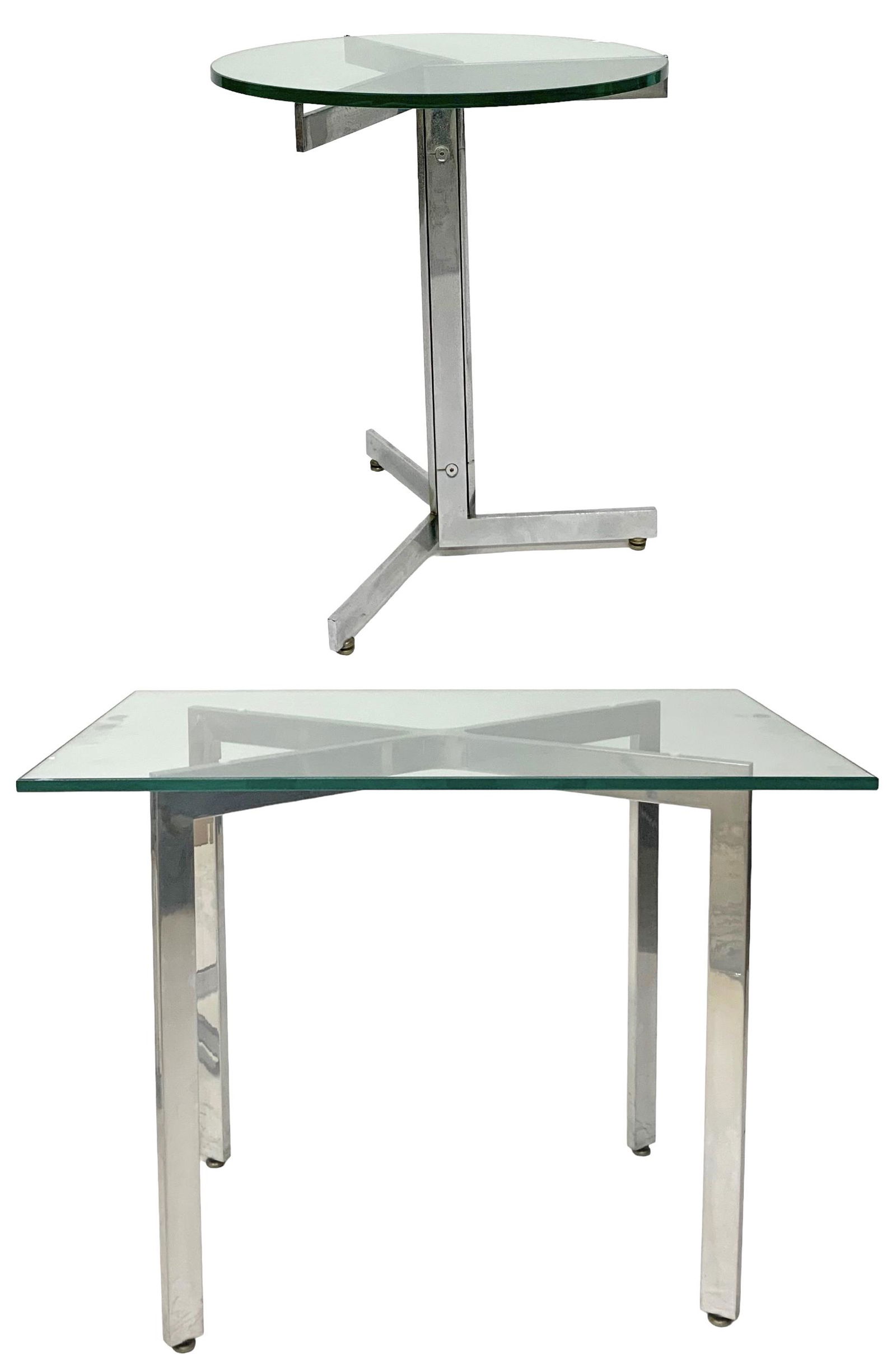 Lot of Two Mid-Century Style Chrome Tables. (1 of 1)