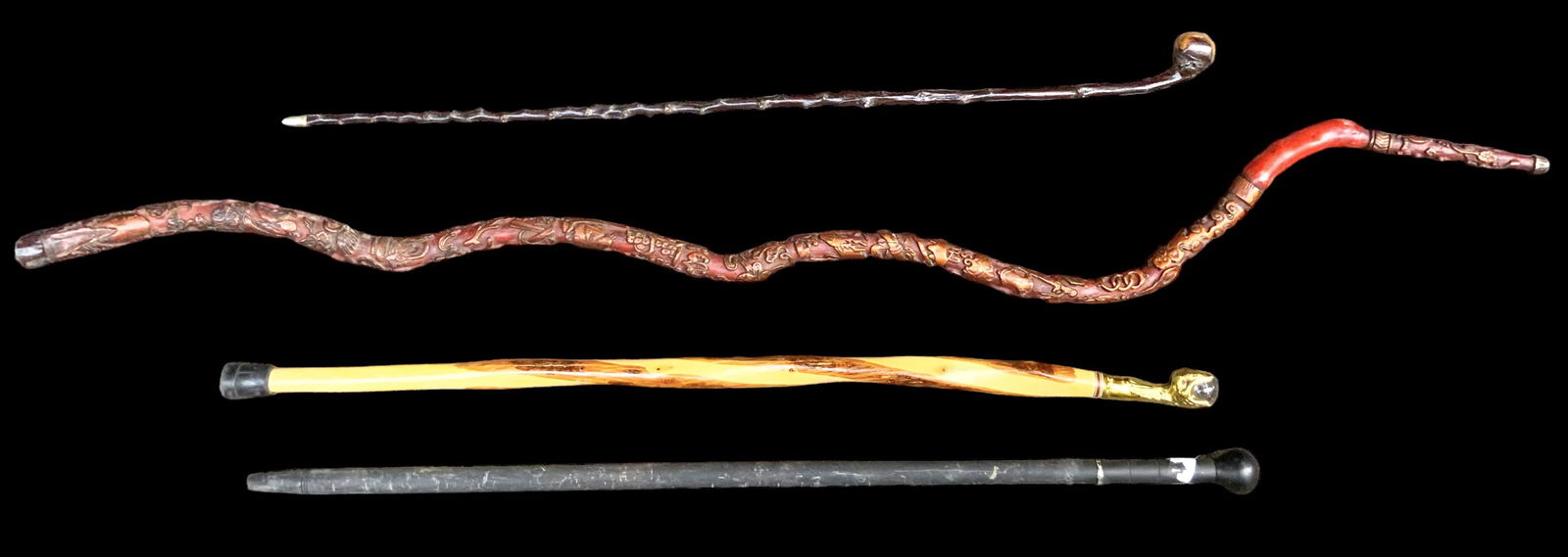 Lot of 4 Canes or Walking Sticks. (1 of 1)
