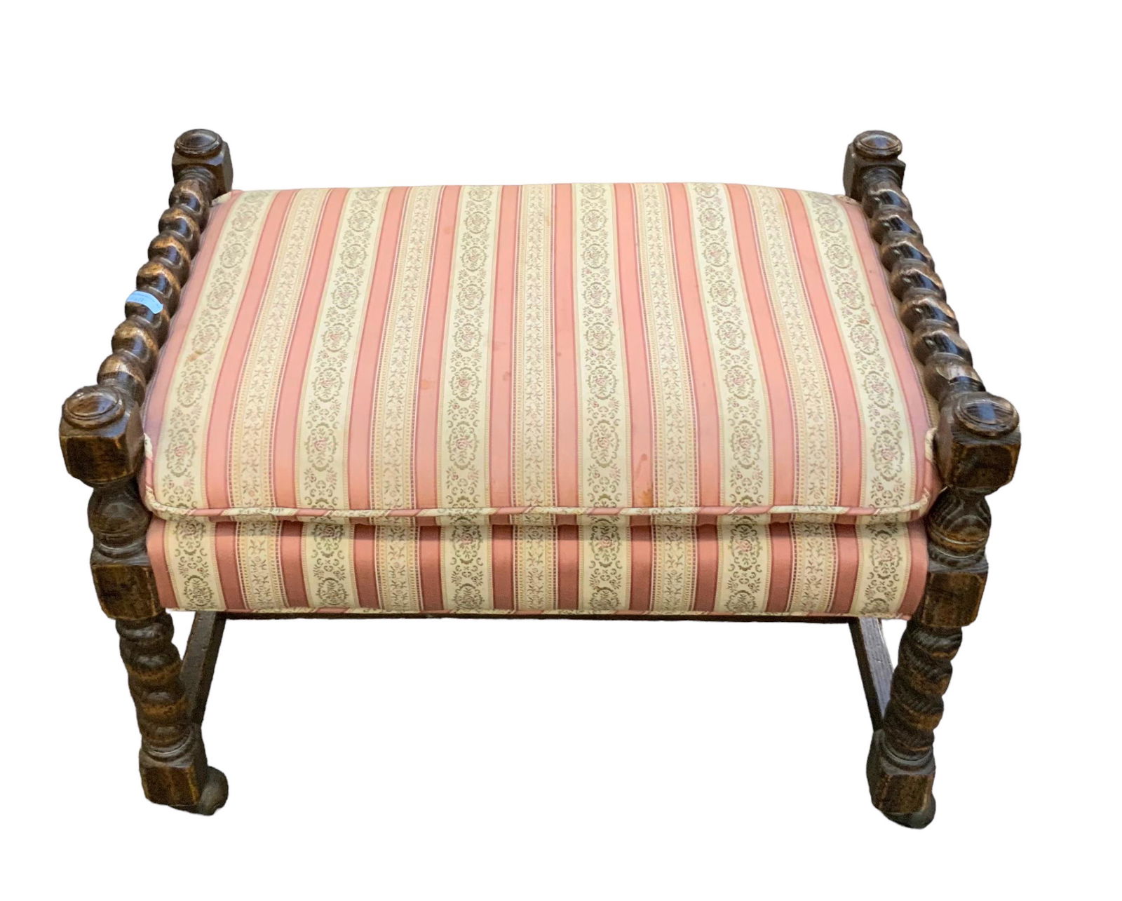 Jamestown Lounge Co. Upholstered Oak Footstool. (1 of 2)